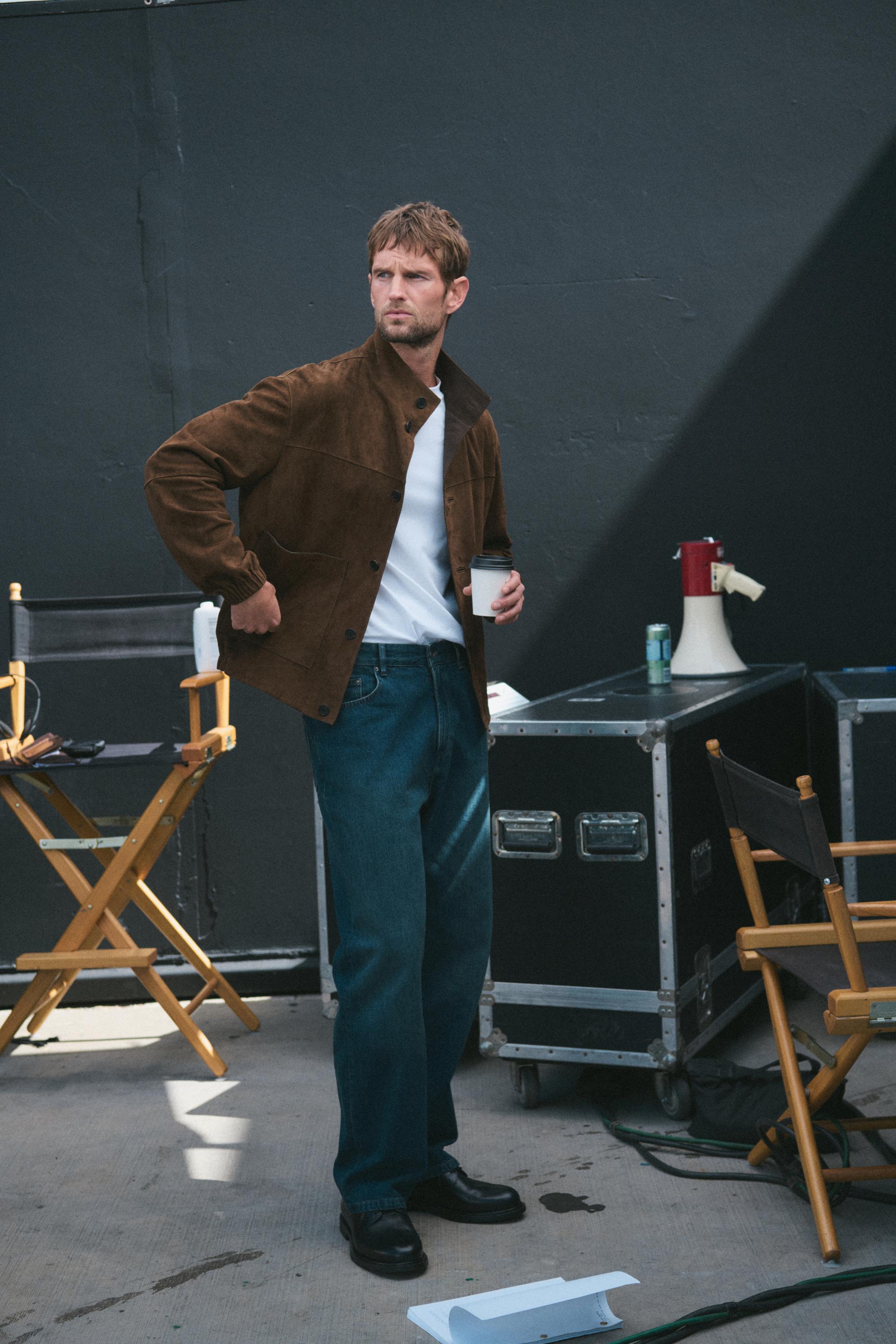 Suede leather jacket — Tobacco brown
