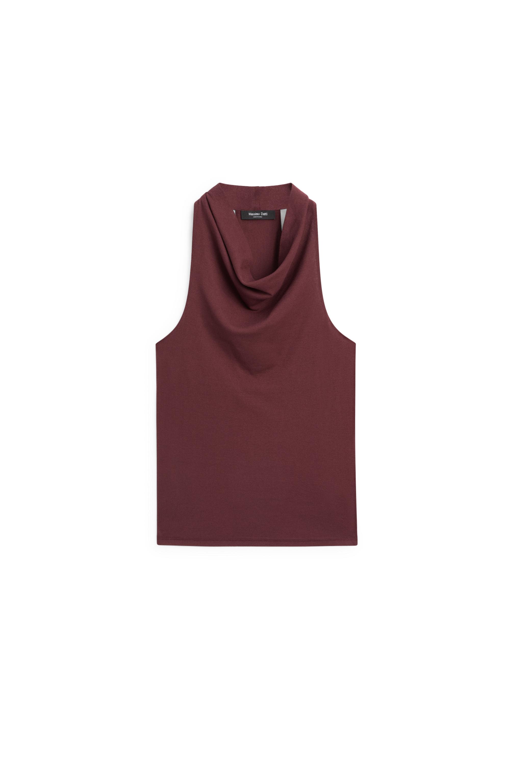 100% cotton draped top — BURGUNDY