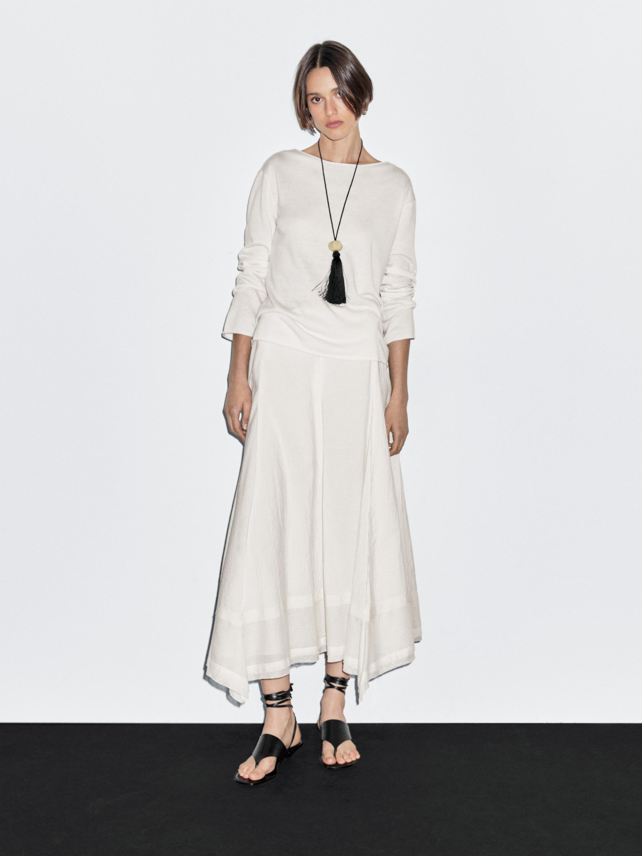 Wool blend boat neck sweater