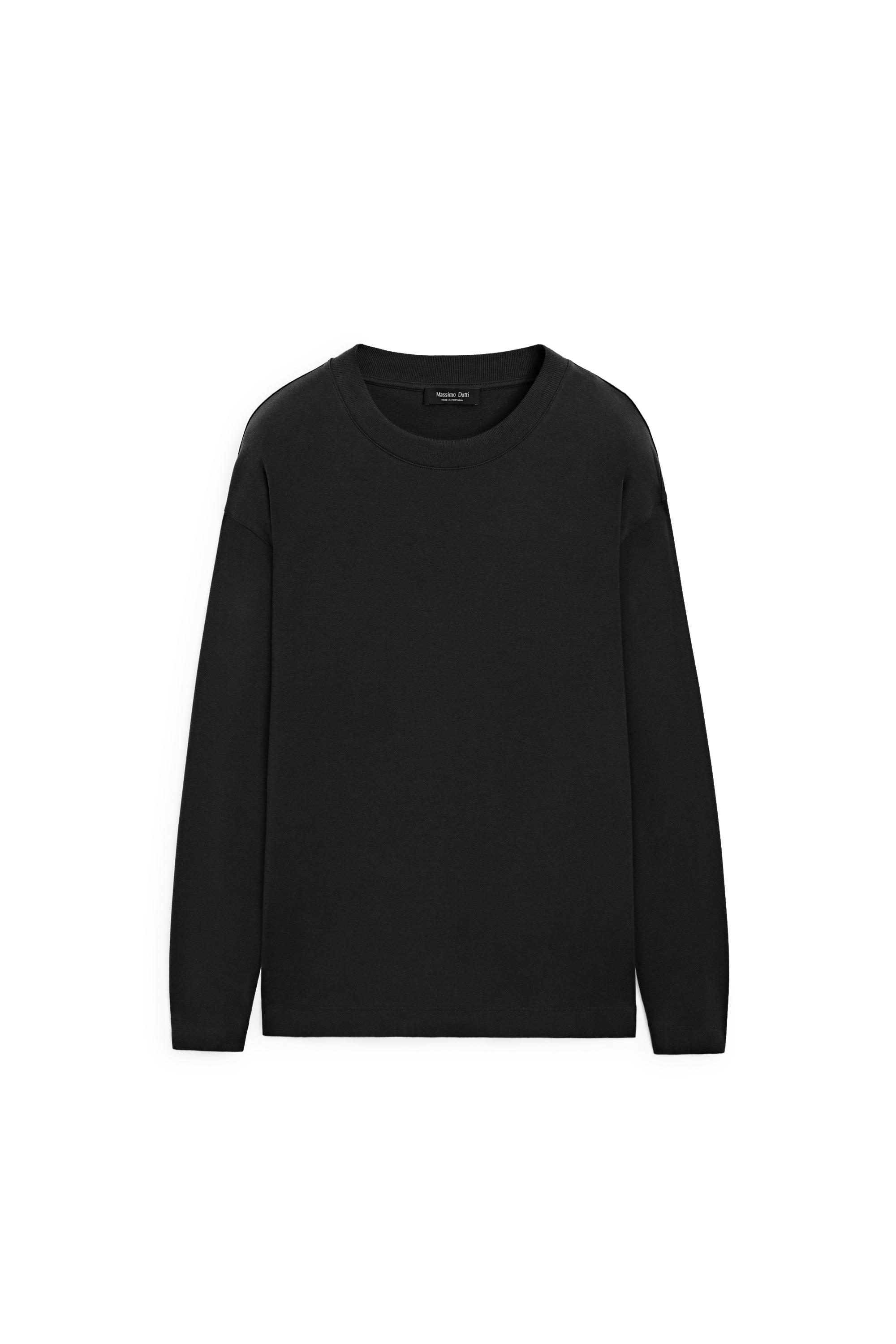 Massimo Dutti %100 pamuklu boxy kesim uzun kollu t-shirt görsel 5
