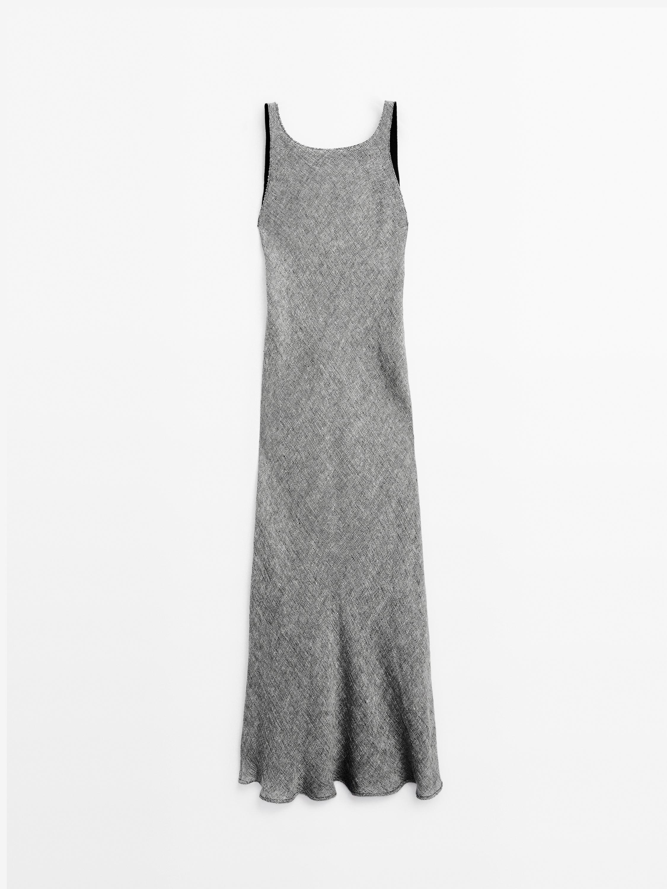 100% linen midi dress