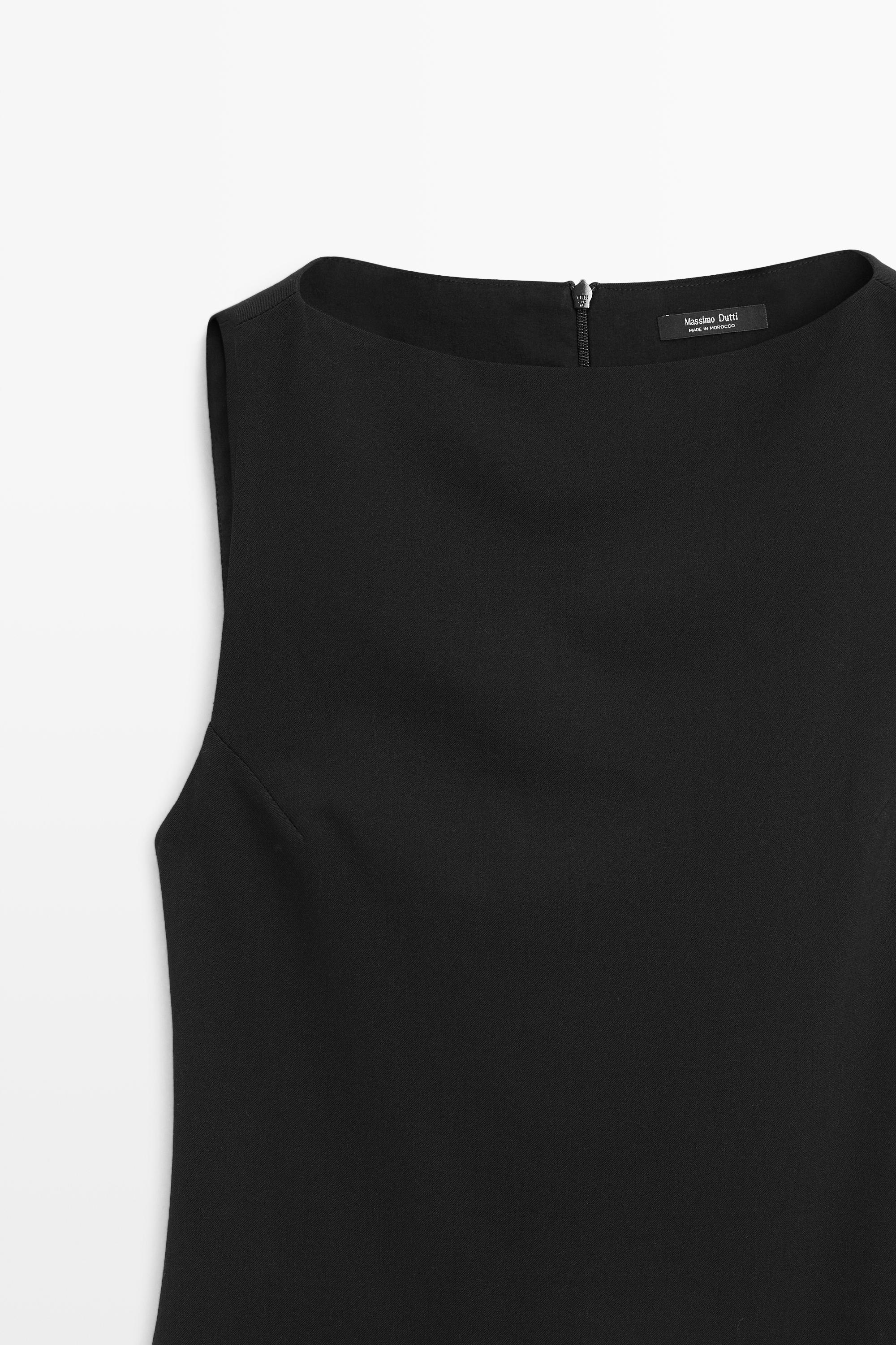 Boat neck mini dress — BLACK