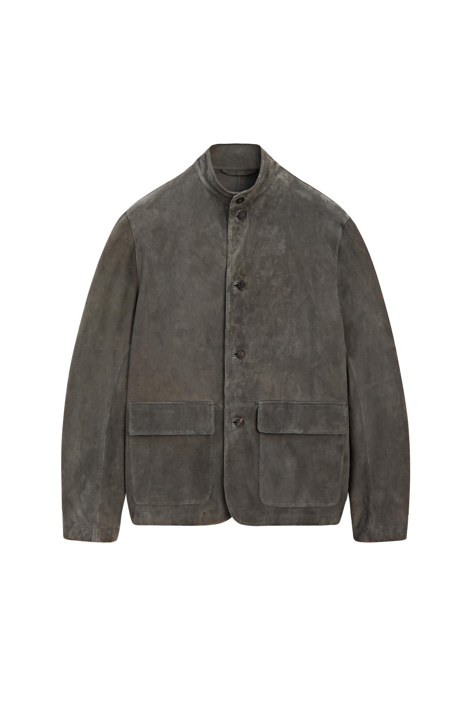 Suede leather overshirt with stand collar - LIMITED EDITION