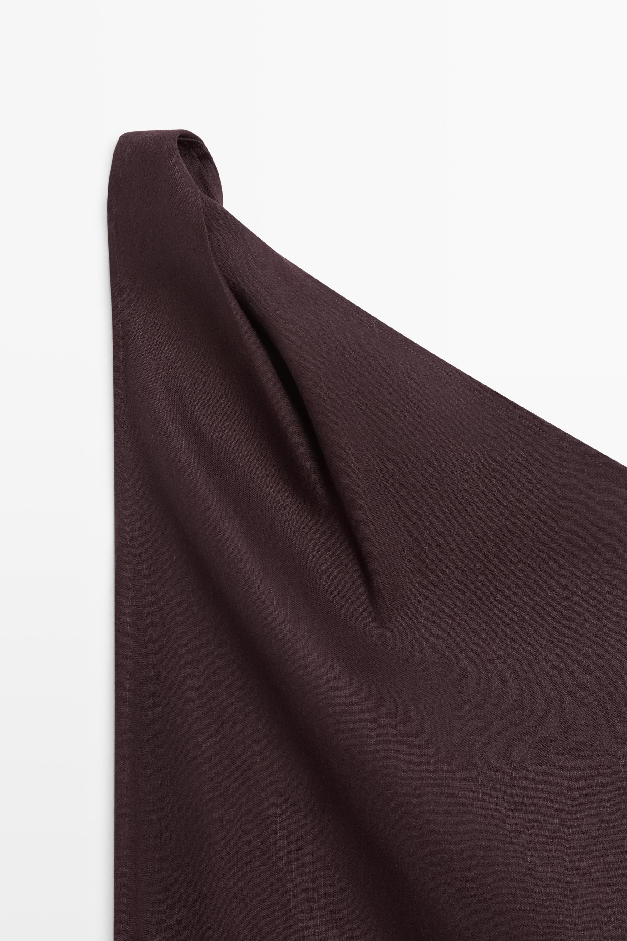 Asymmetric linen blend dress — BROWN