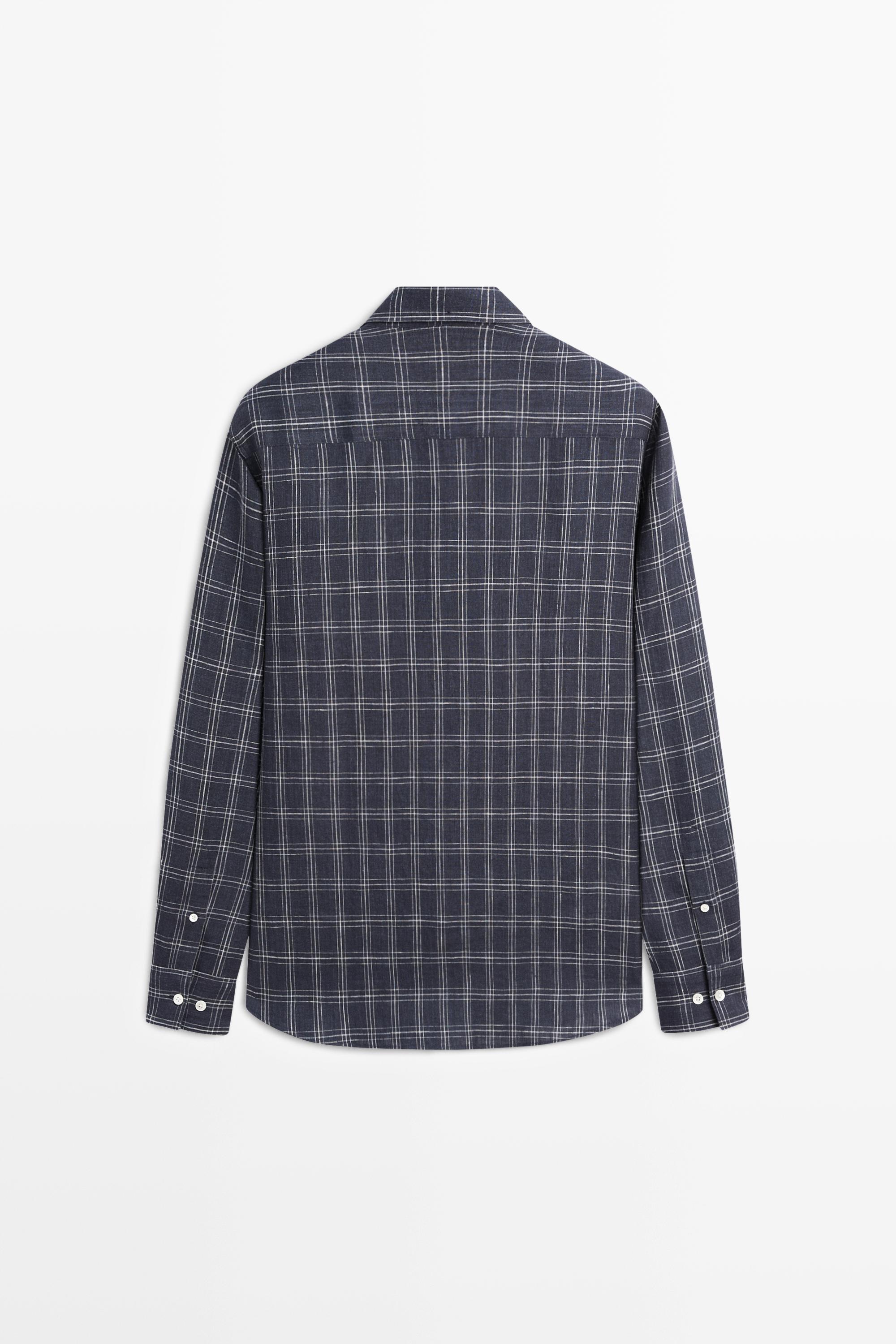 Camisa regular fit cuadros 100% lino