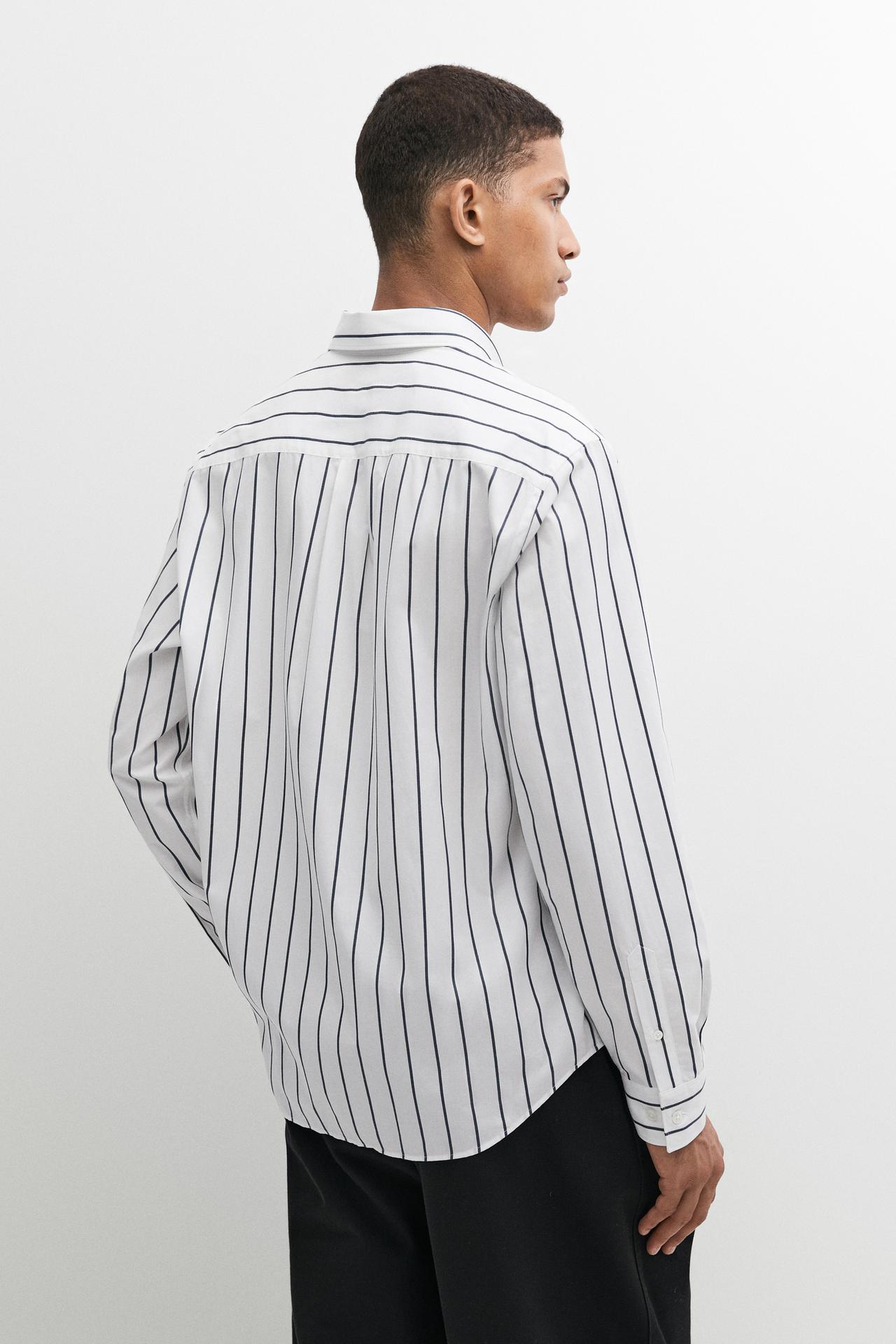 100% cotton regular fit striped shirt — WHITE