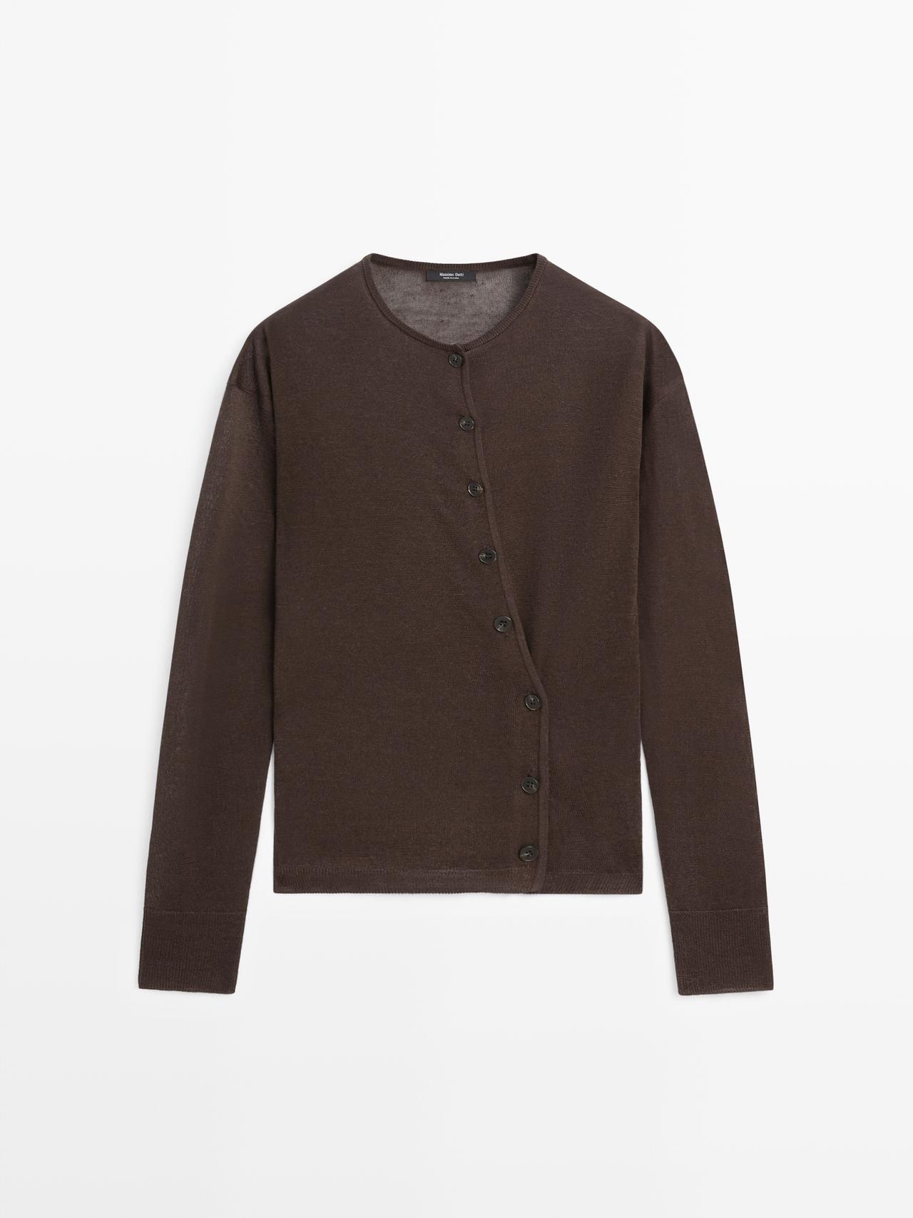 Massimo Dutti - Dames - Vest Van Linnenmix Met Knopen - Bruin - Xs