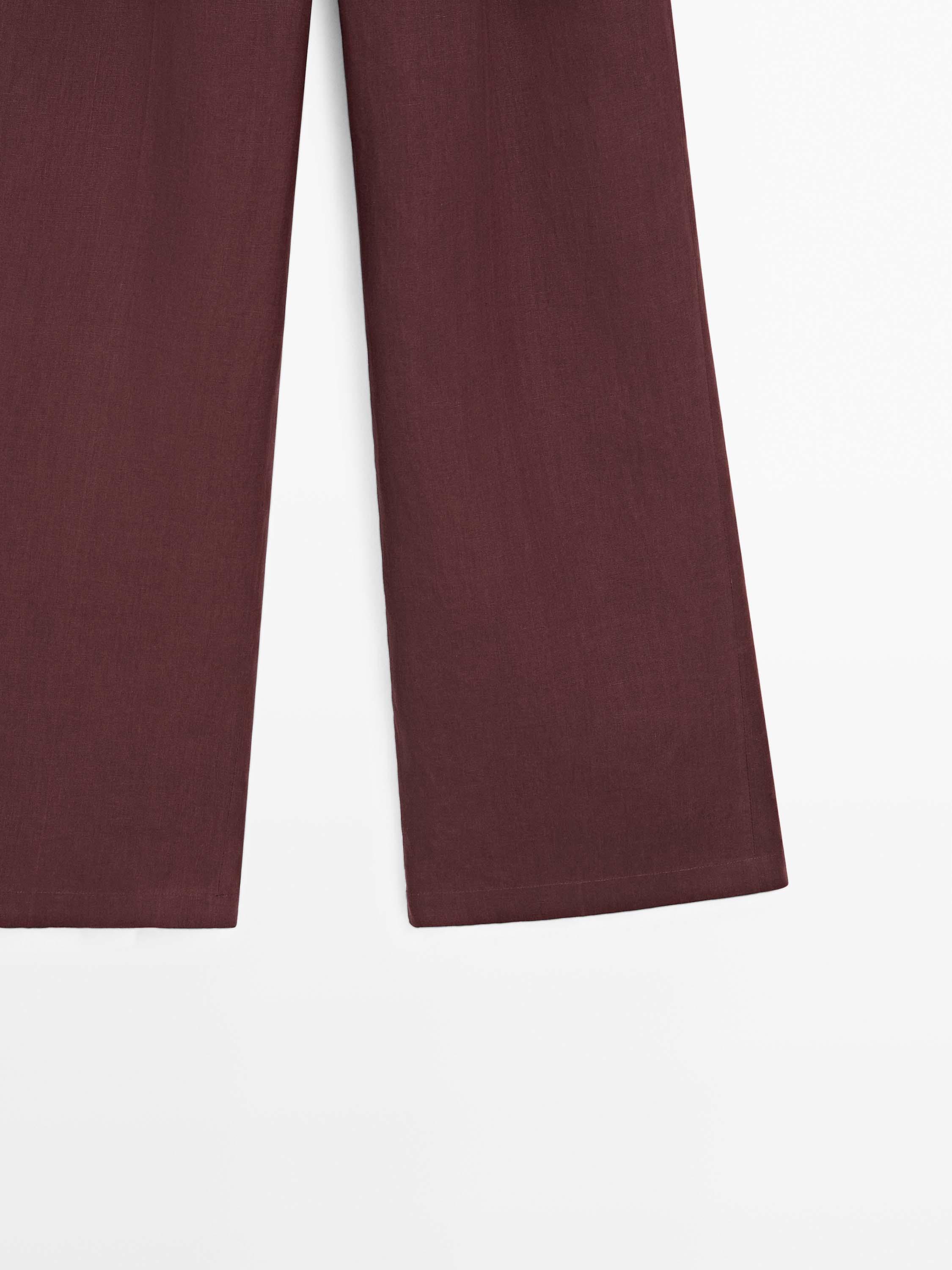 Flowing 100% linen trousers with darts