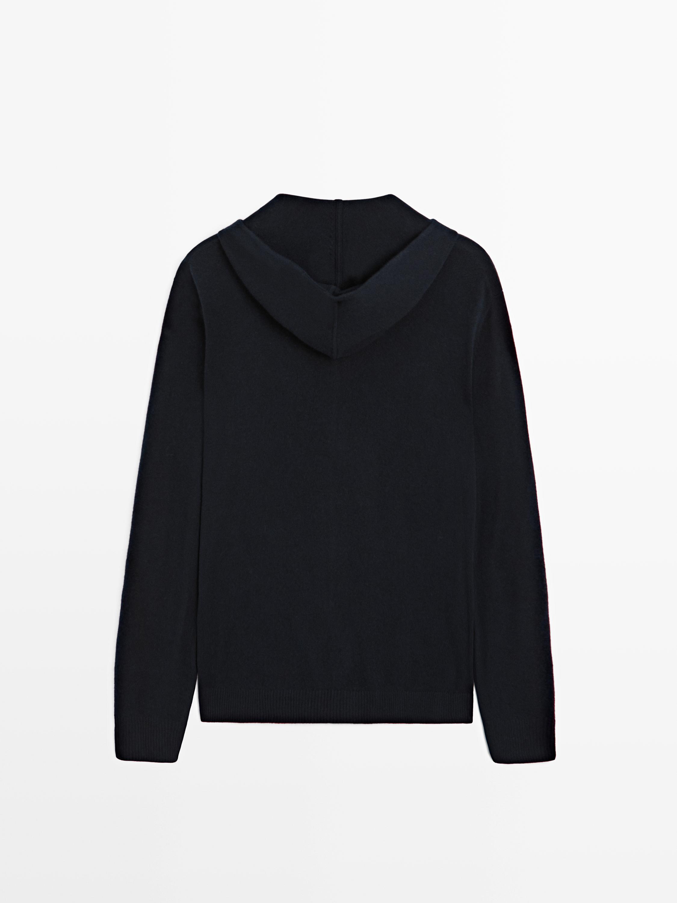 Zip-up knit cardigan with hood