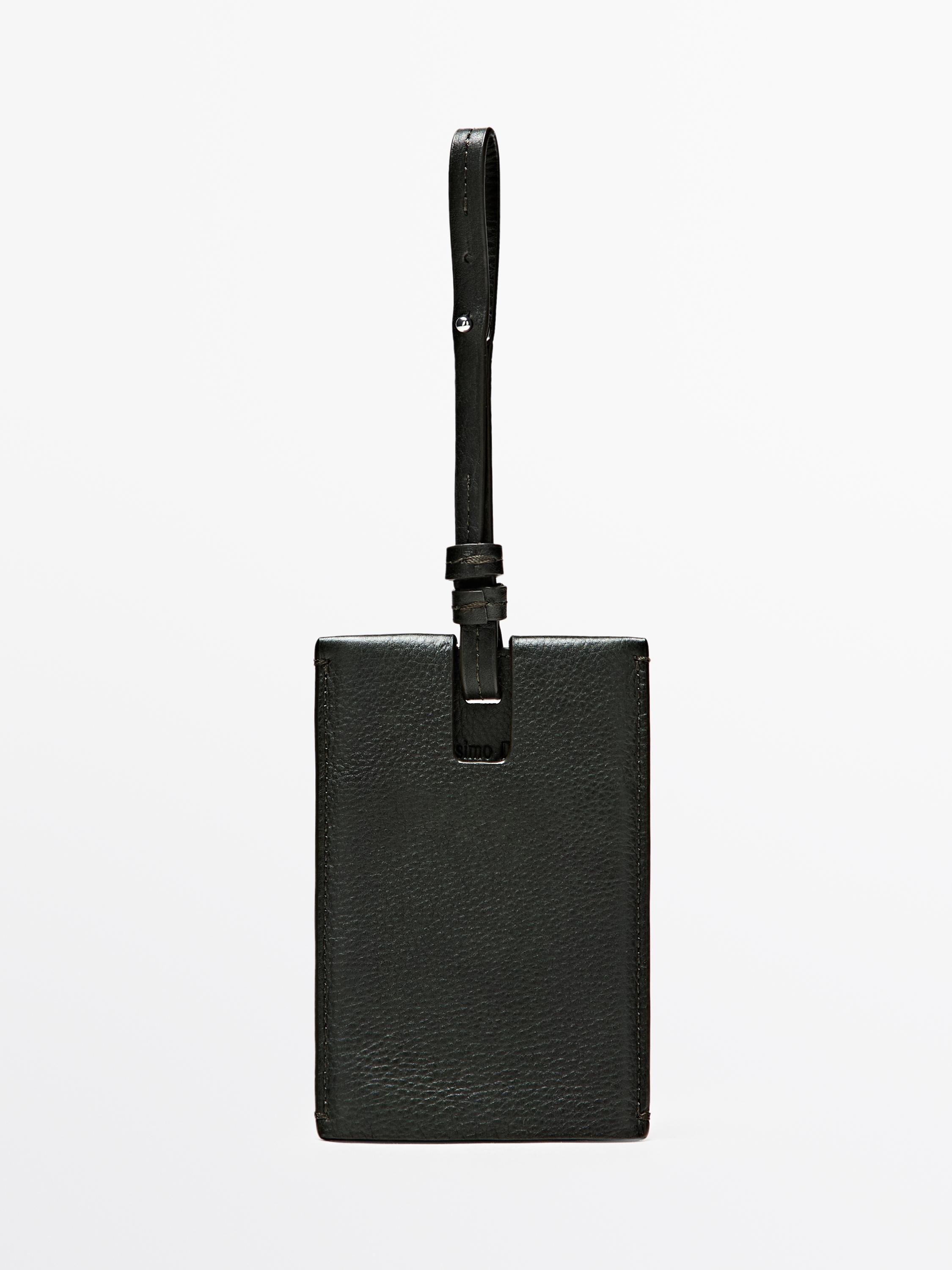 Nappa leather travel tag — GREEN