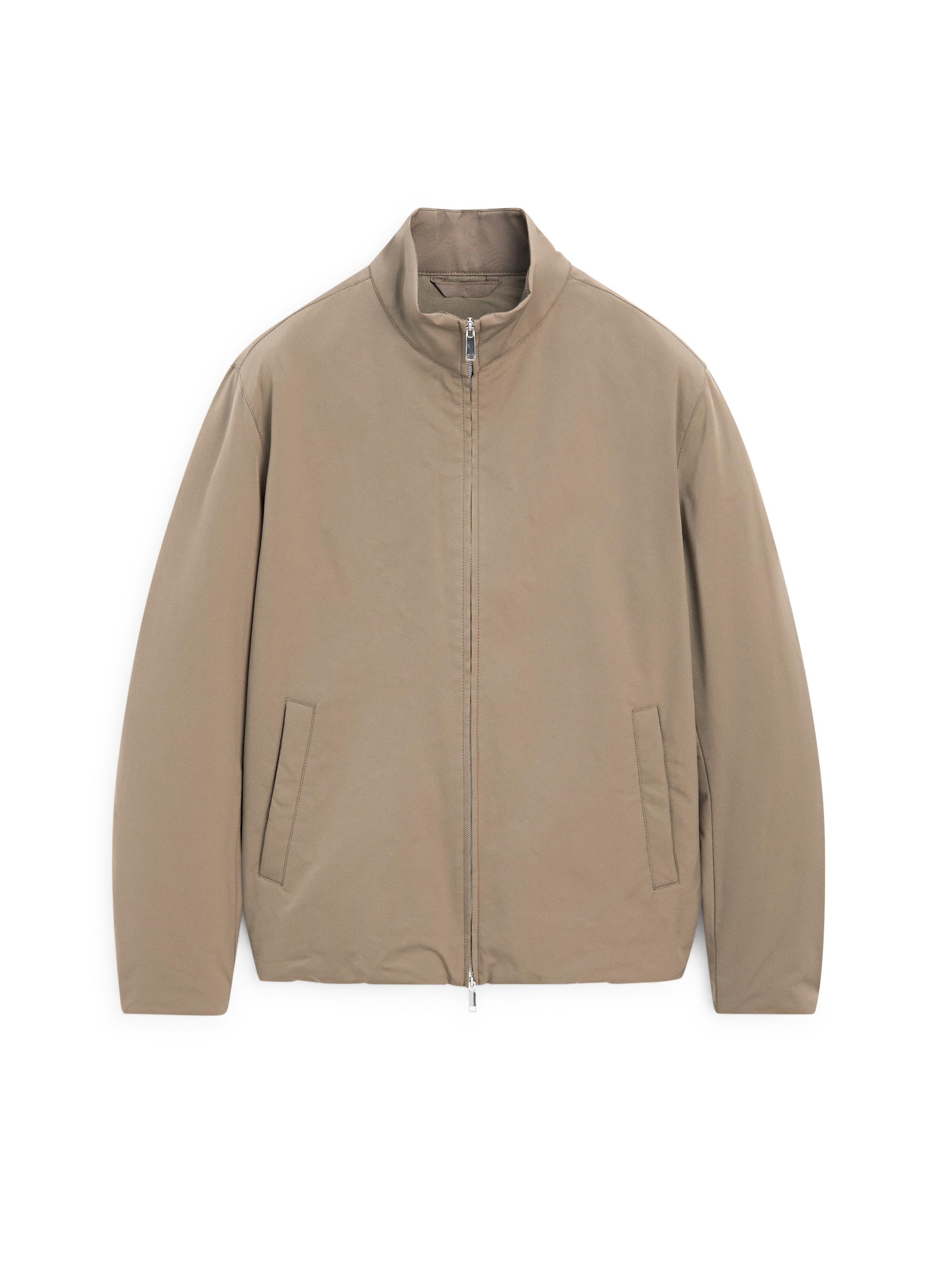 Water-repellent puffer jacket with high neck — PALE KHAKI