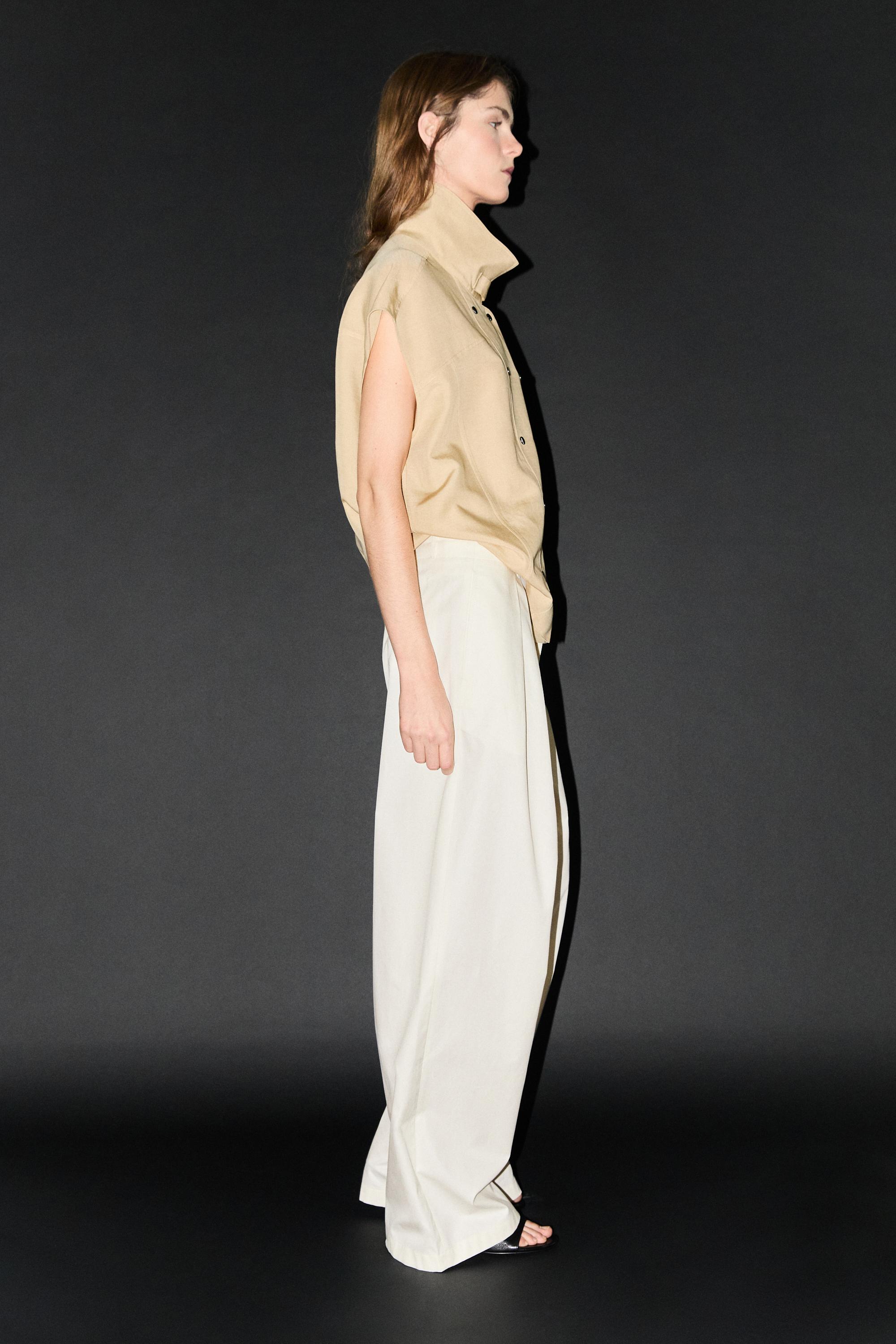 Flowing linen suit trousers — Off white