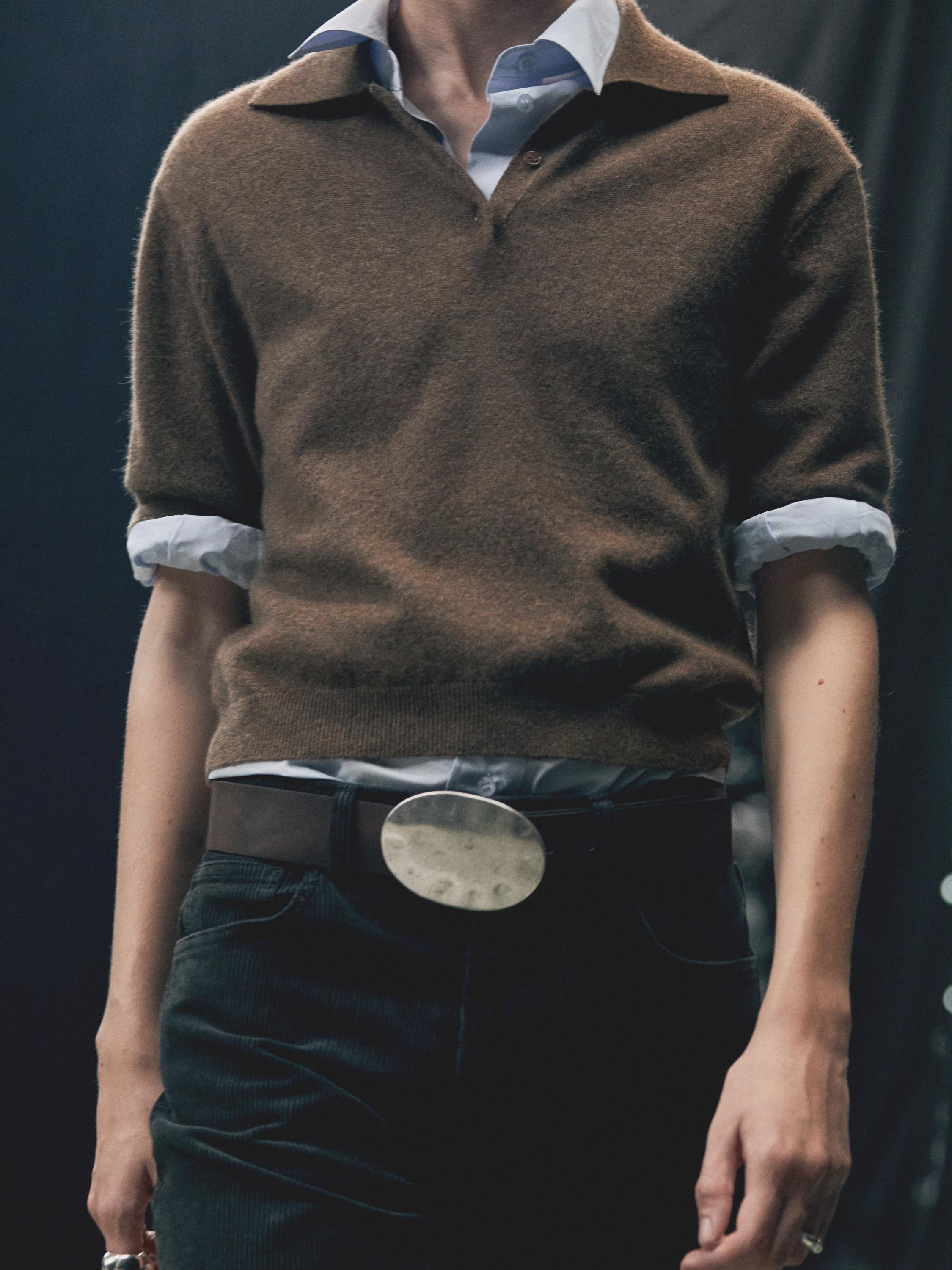 Nappa leather belt with metal buckle