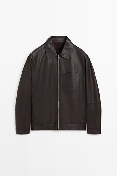 Nappa leather jacket with pocket — BROWN 2