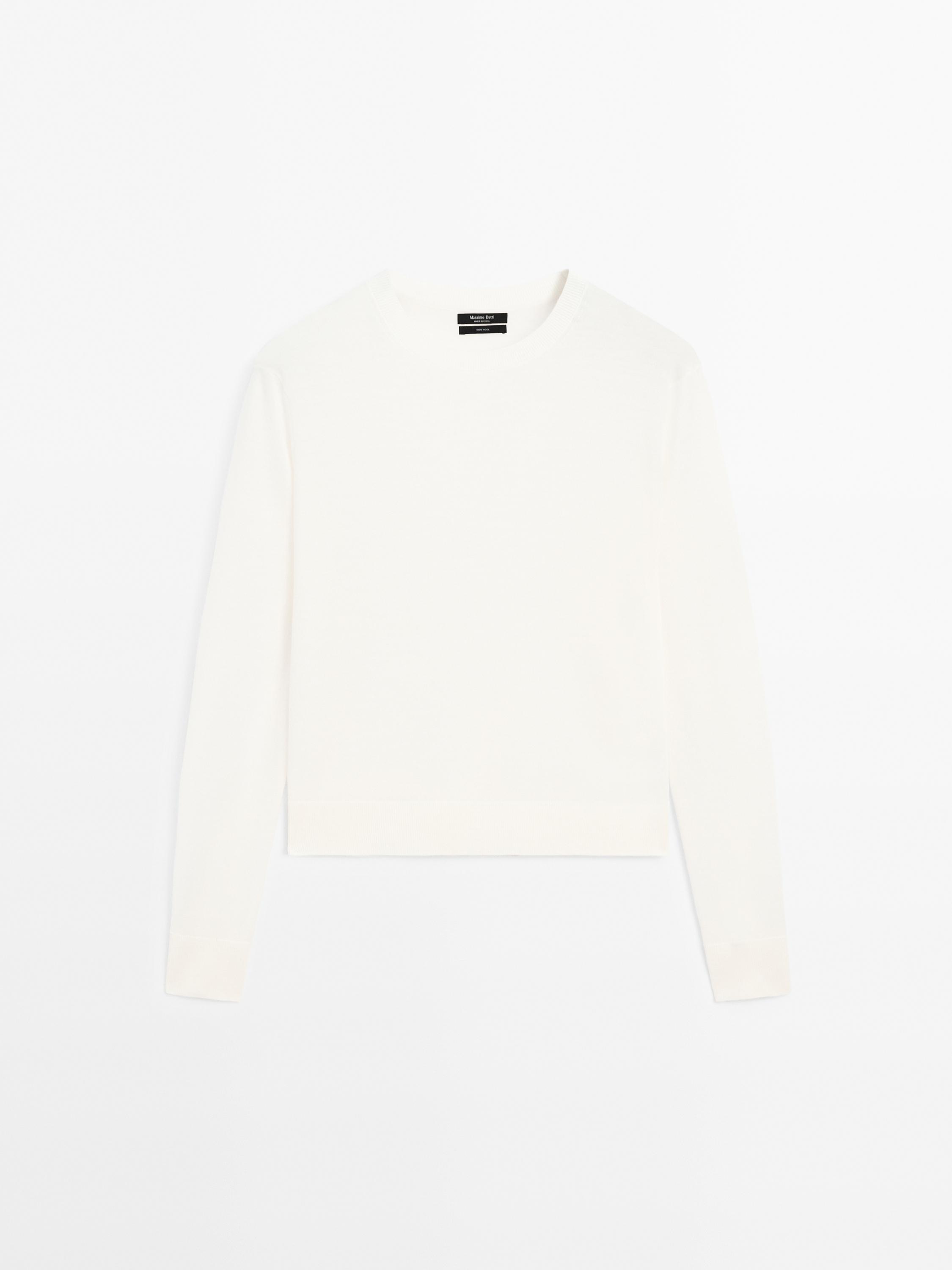 Knit wool blend sweater with crew neck