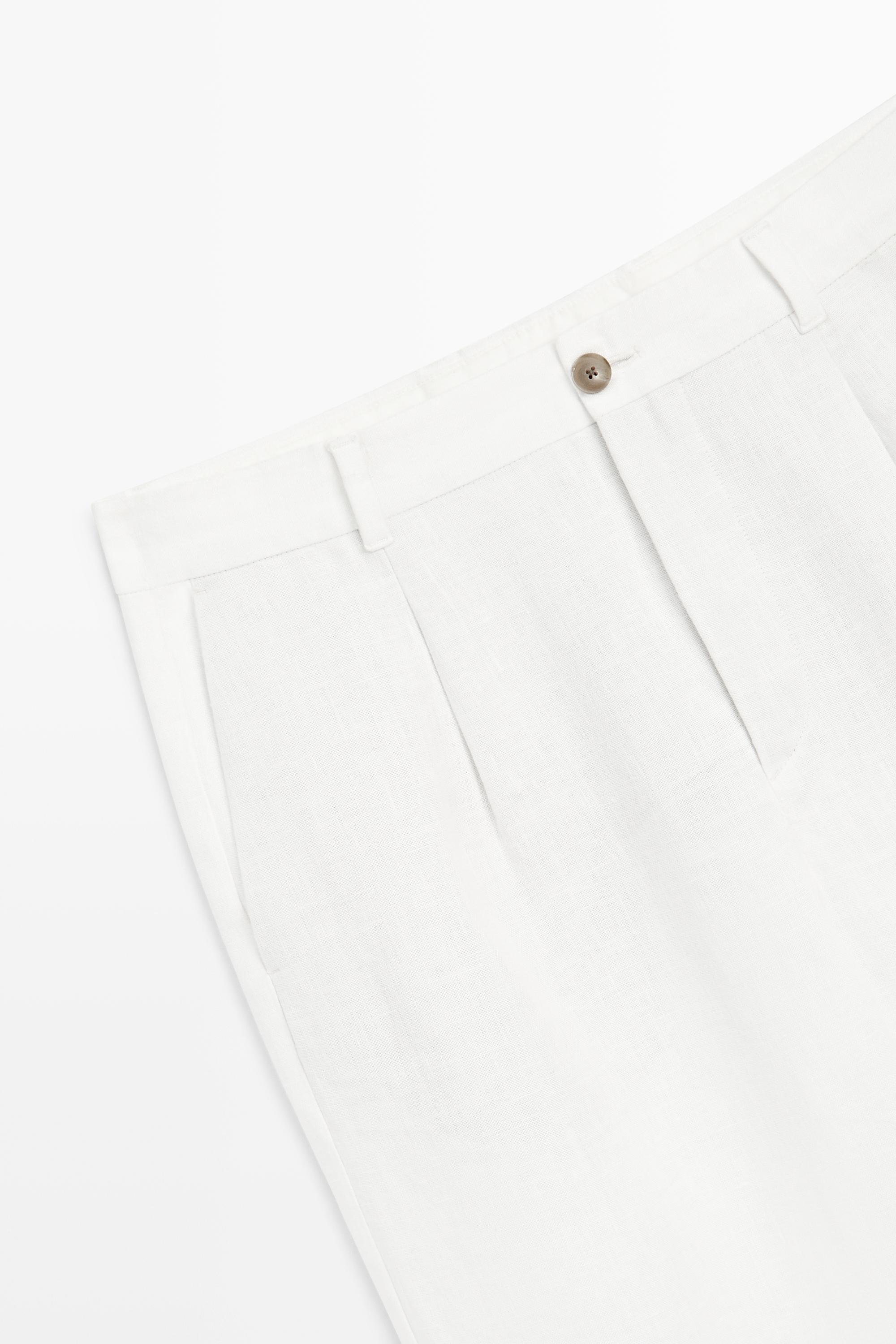 100% linen pants with dart detail — WHITE