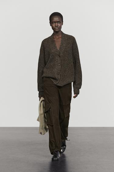 100% cashmere V-neck knit cardigan — MOLE BROWN 8