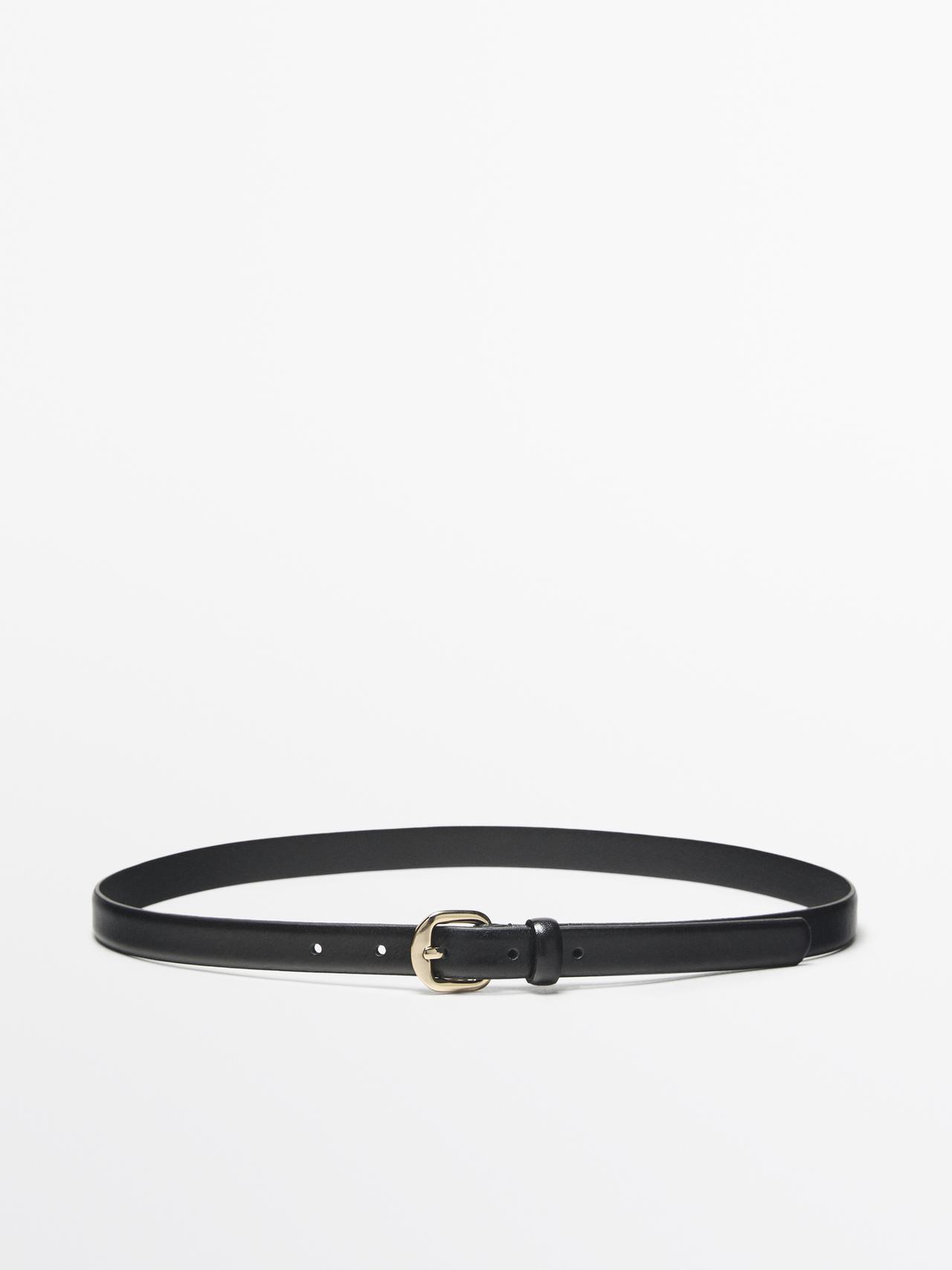 Cintura Con Fibbia Ad Arco In Pelle - Nero - S / 80cm - Massimo Dutti - Femminile
