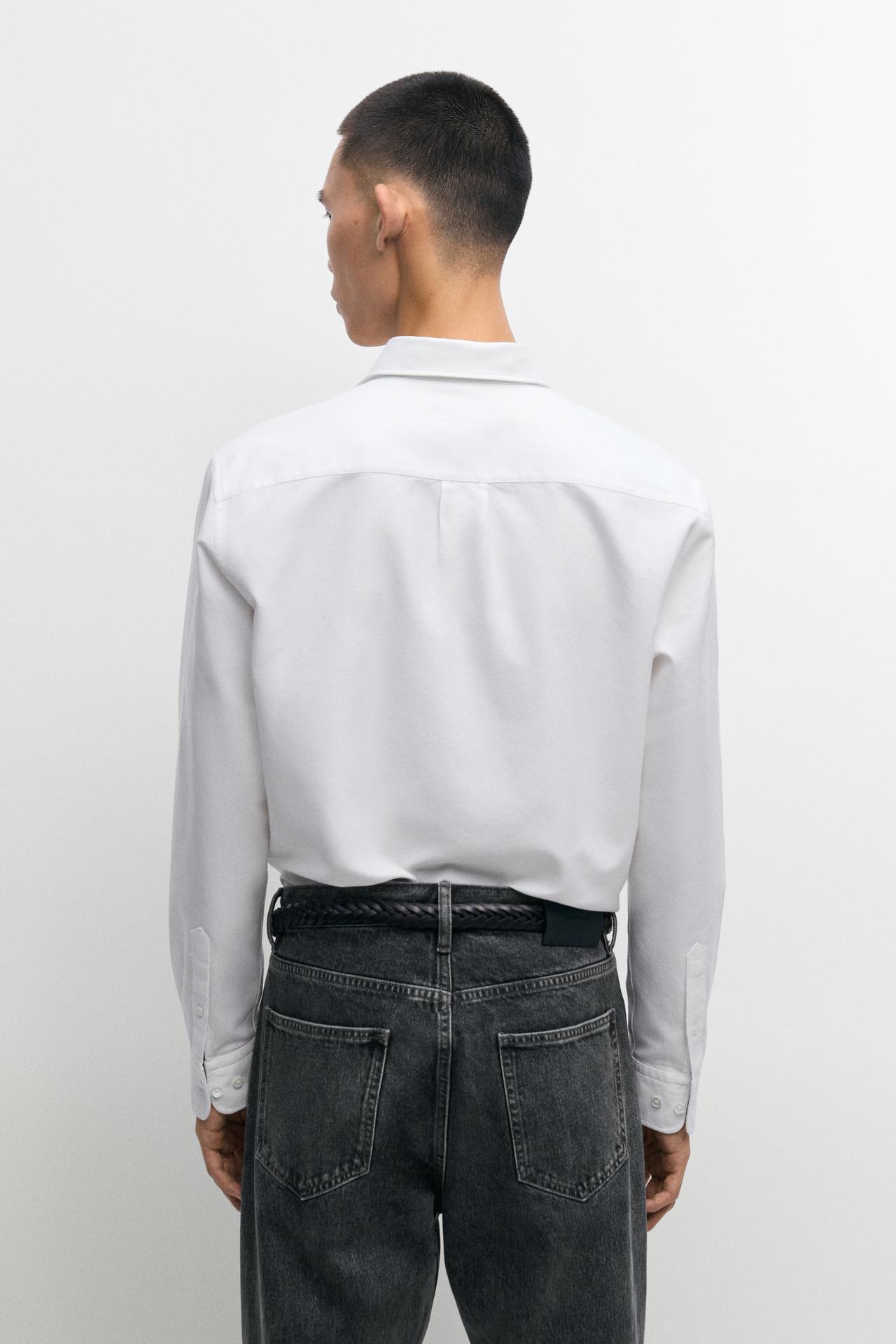 Regular fit 100% cotton Oxford shirt — WHITE