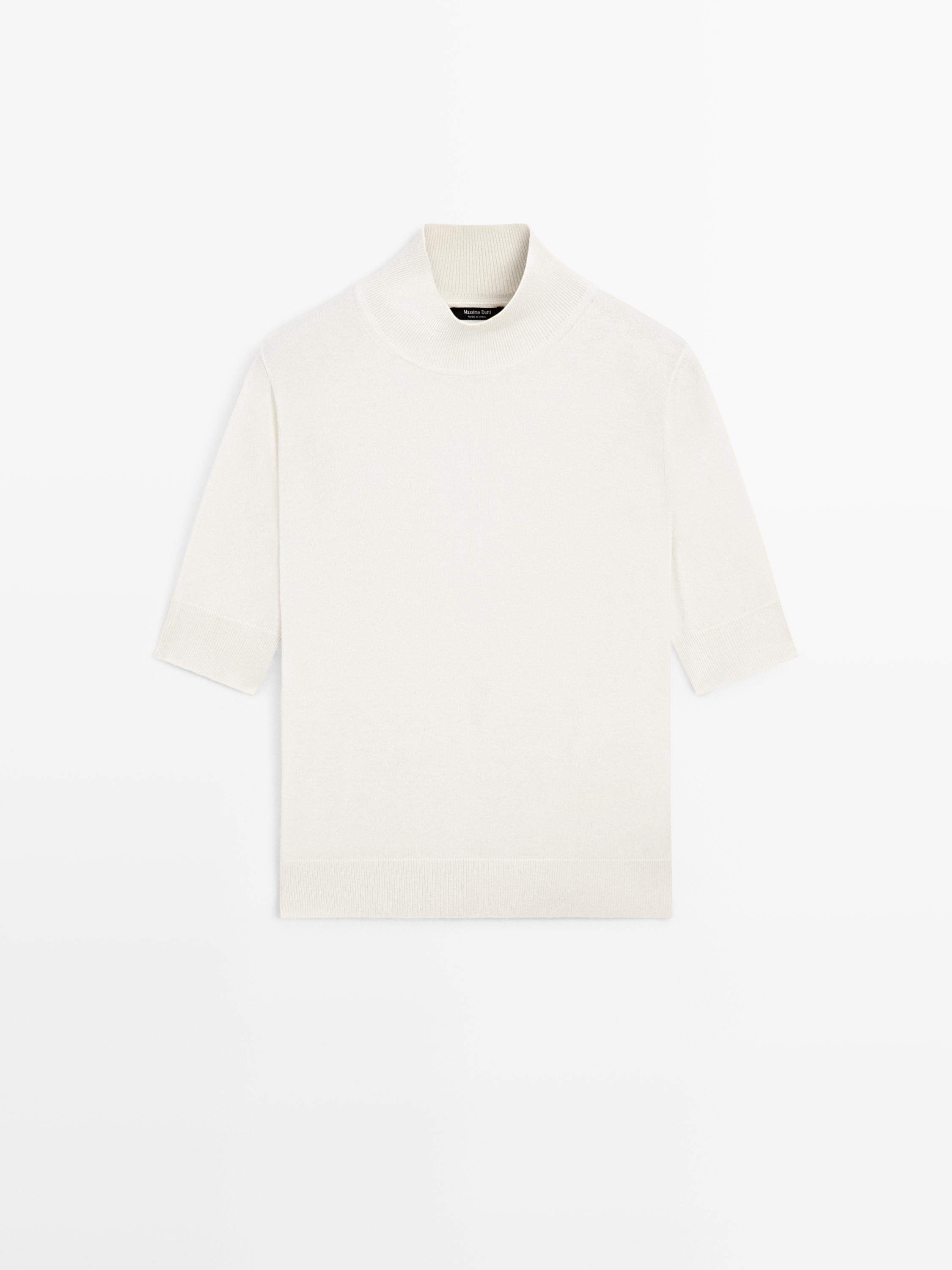 Silk blend knit sweater with back detail - STUDIO — IVORY