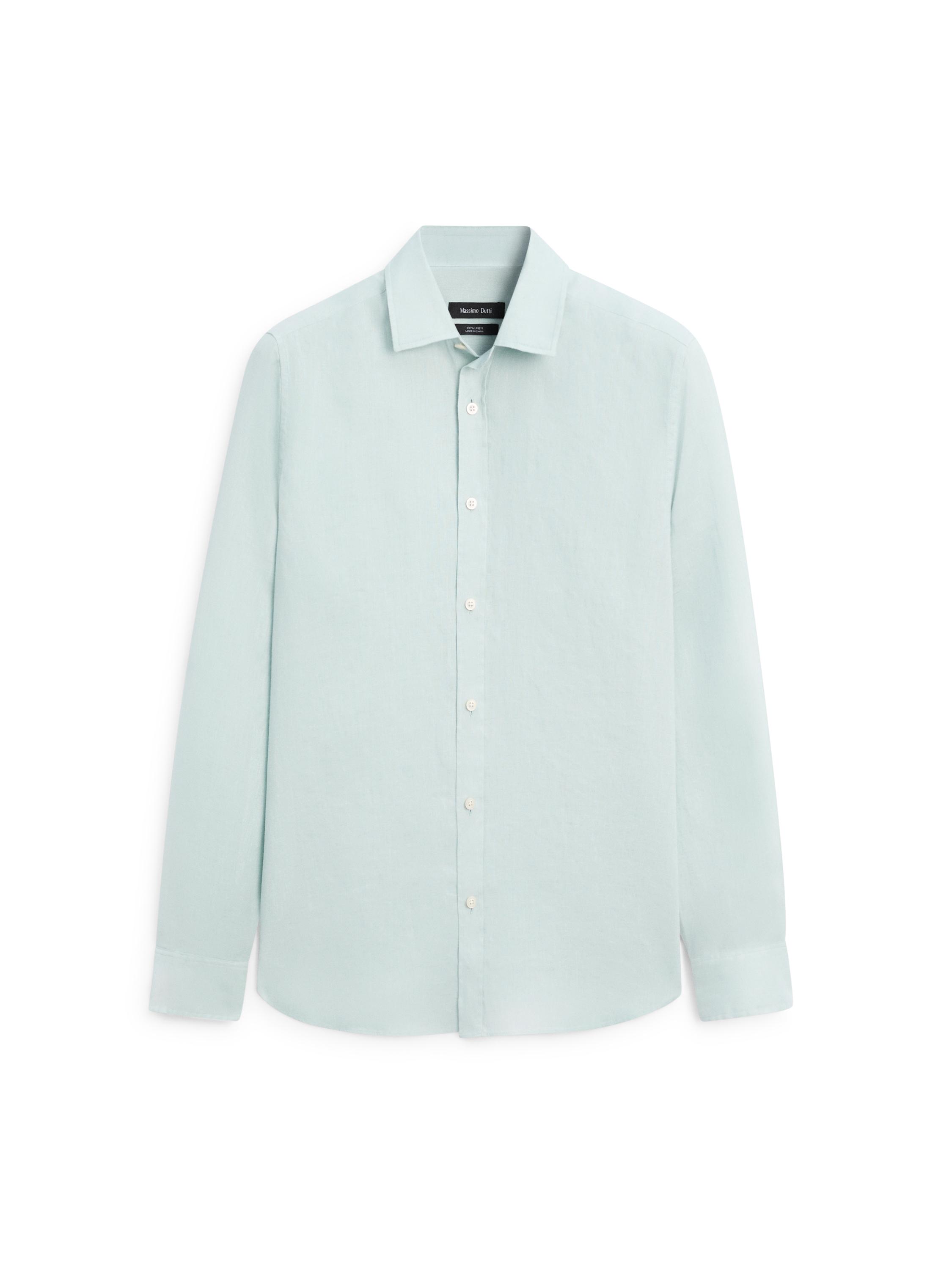 100% linen slim fit shirt — PALE GREEN