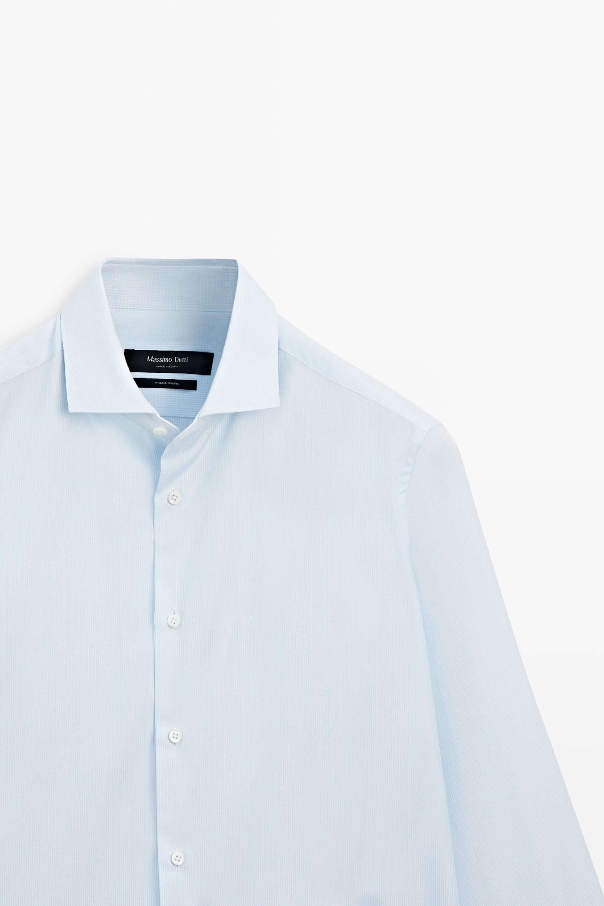 Slim fit gingham shirt — SKY BLUE