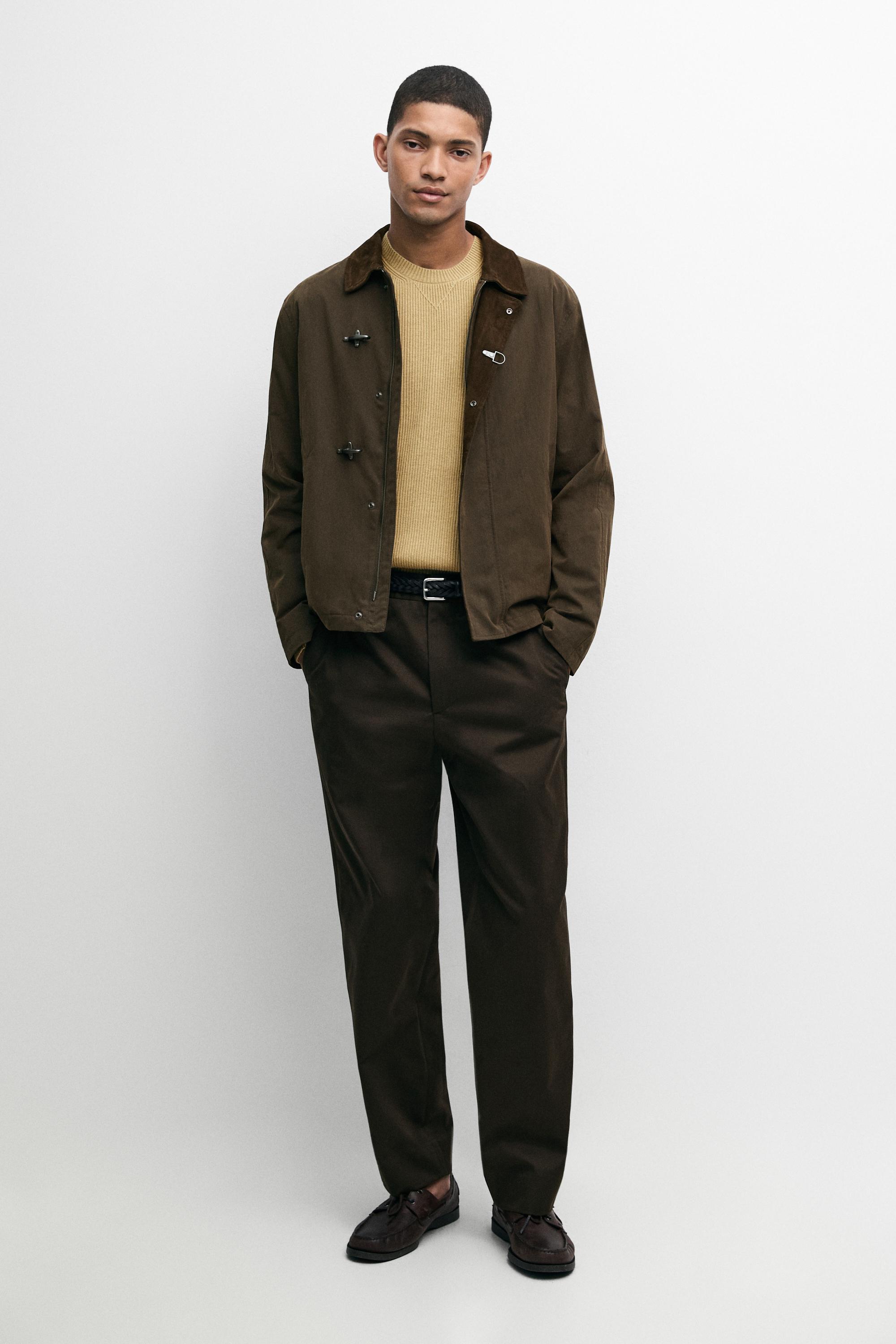 100% cotton wide-leg pants — BROWN