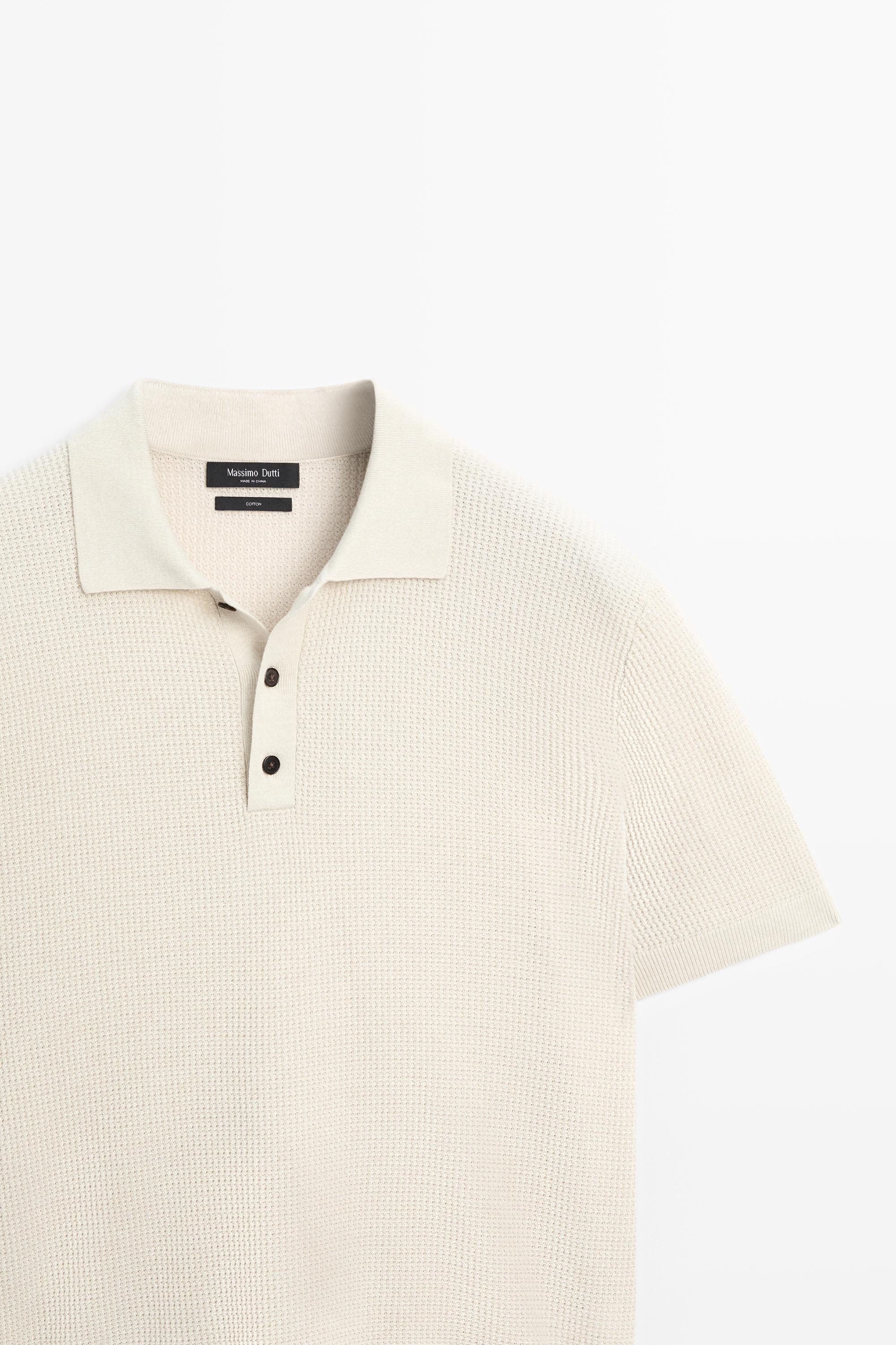 100% cotton button-collar polo shirt — CREAM