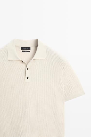 100% cotton button-collar polo shirt — CREAM 4