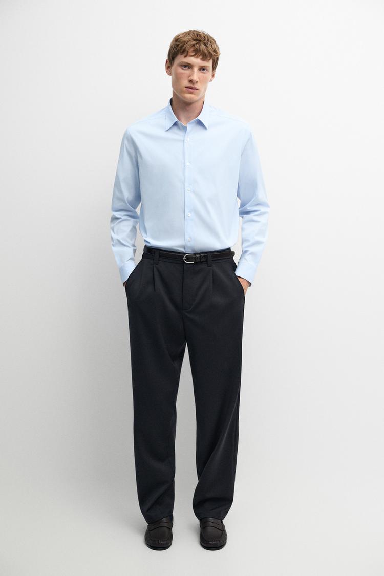 Stretch slim fit shirt — Sky blue