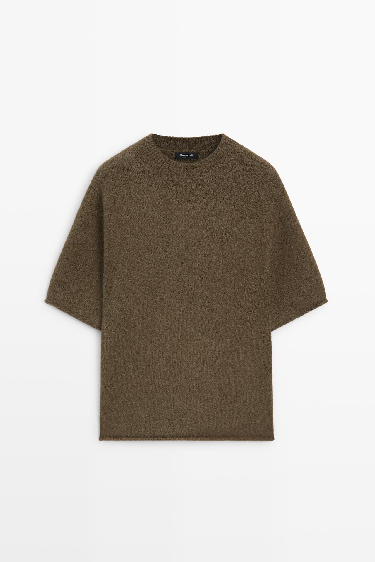 Oversize short sleeve knit sweater — GREENISH
