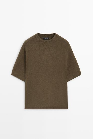 Oversize short sleeve knit sweater — GREENISH 2