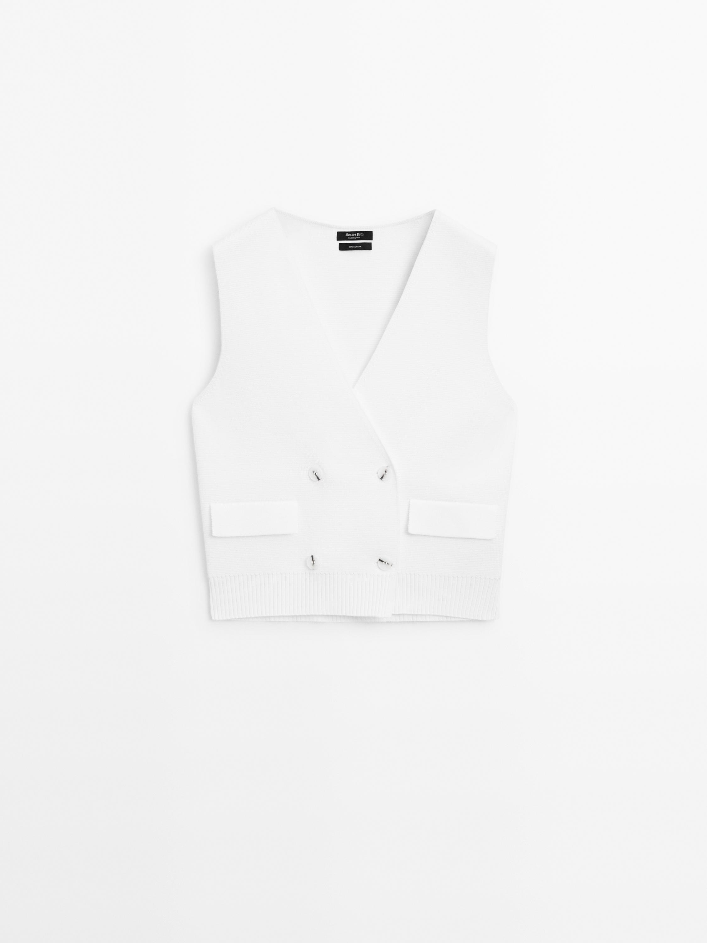 Kamizelka z dzianiny milano z dwoma rzędami guzików