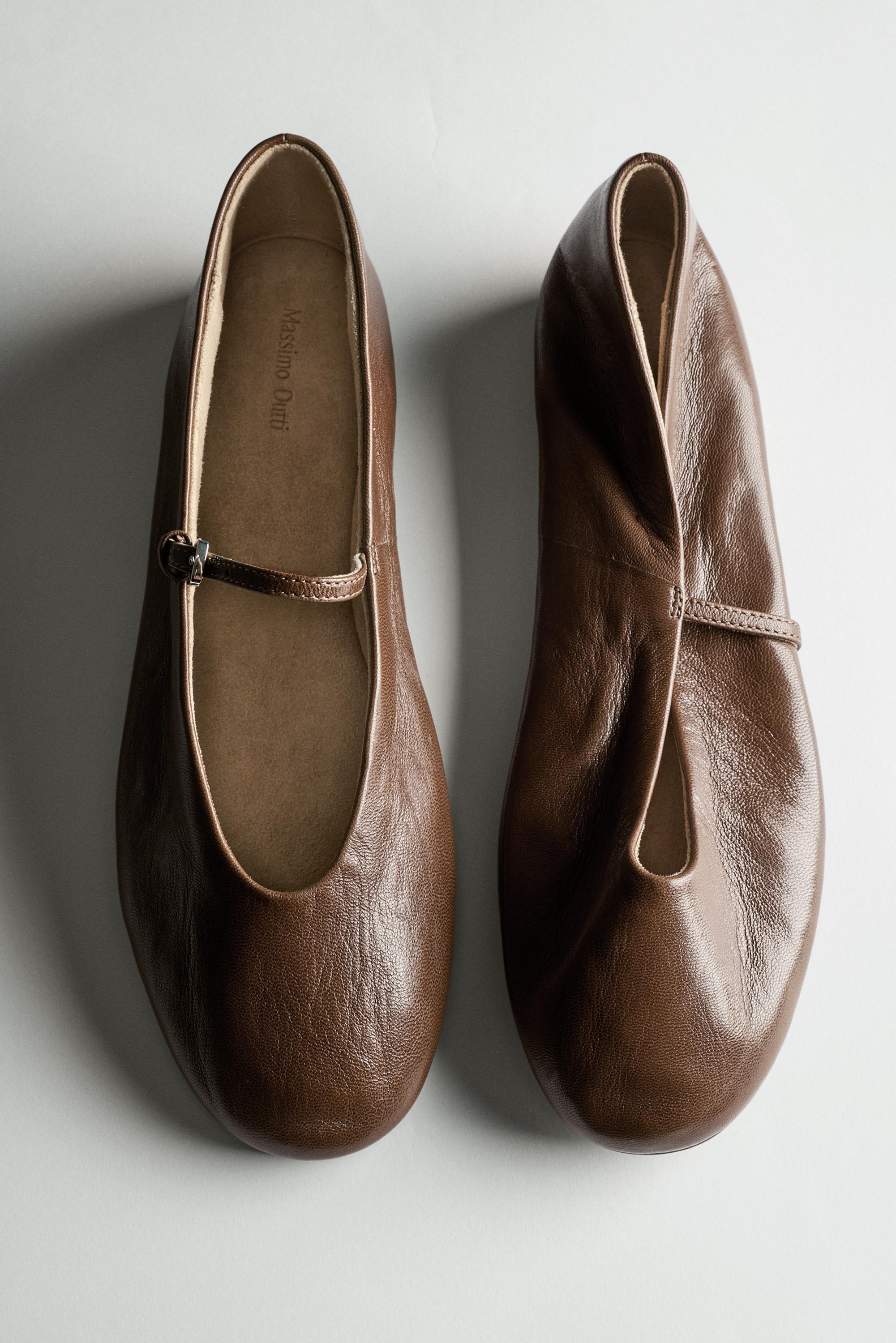 Soft leather ballerinas — HAZELNUT BROWN