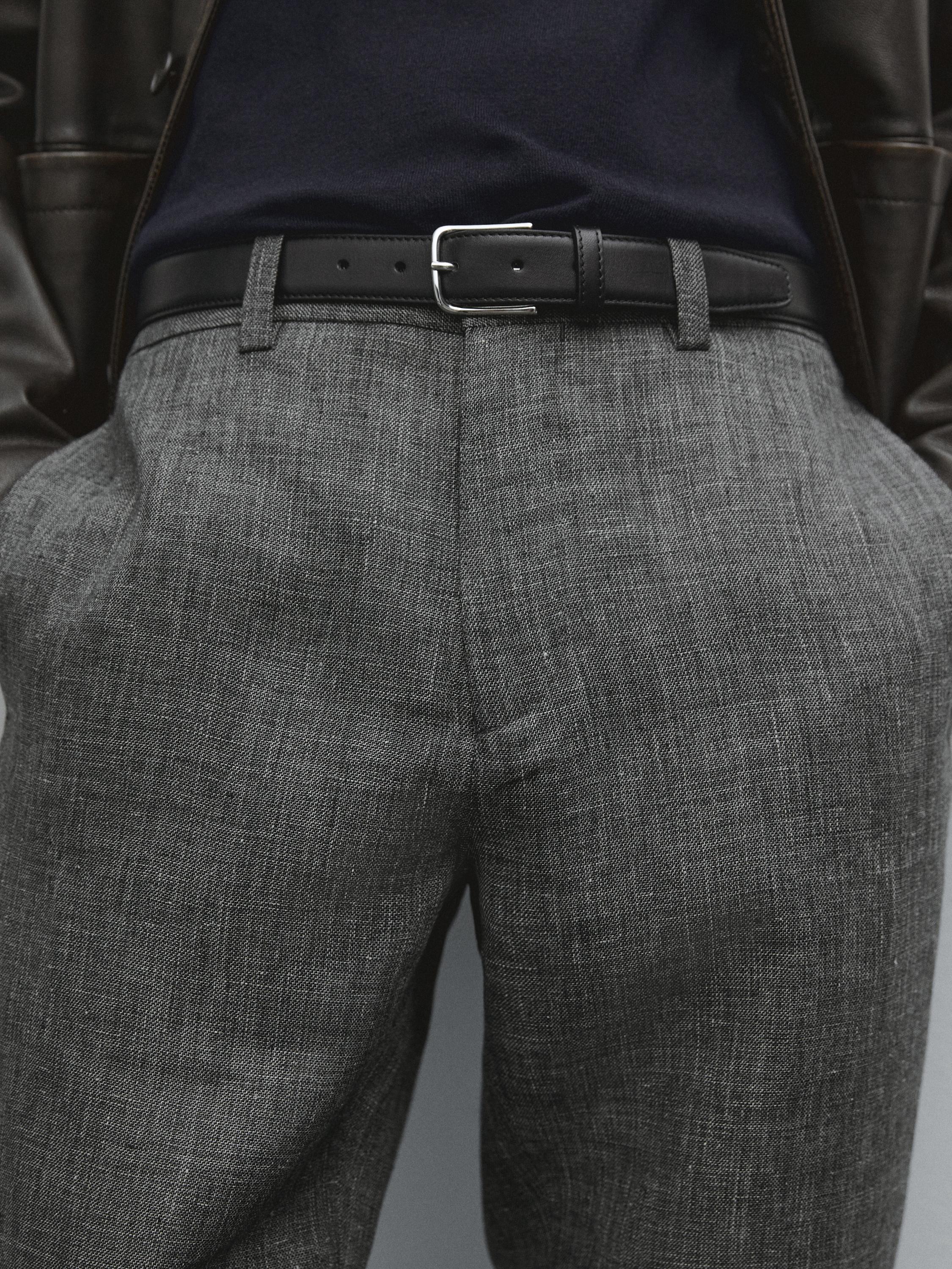 Pantalón tapered fit 100% lino