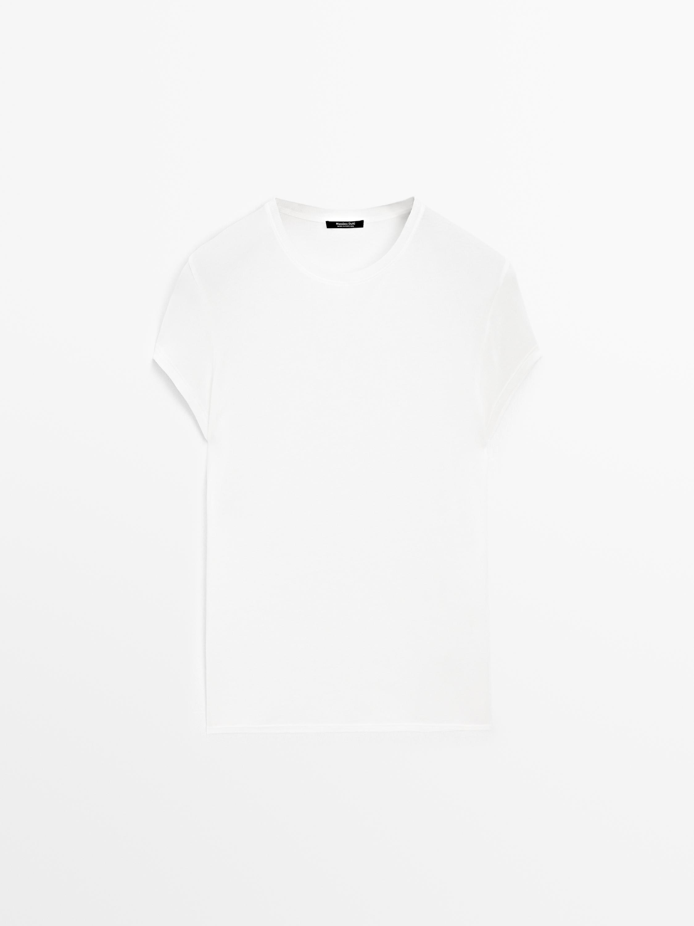 Double-layer cotton henley T-shirt