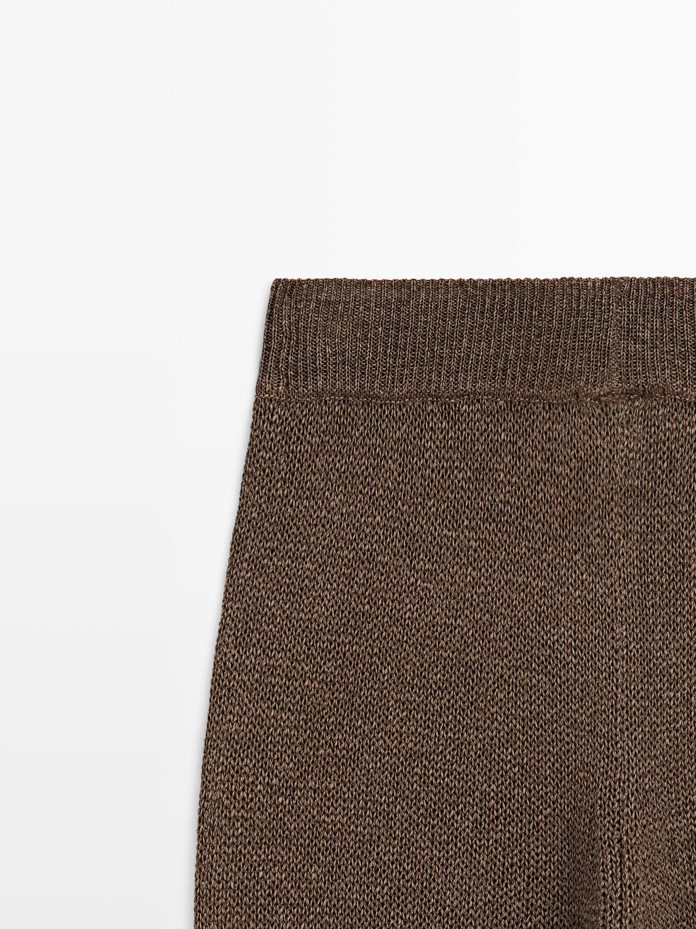 Total look balloon fit knit trousers — BROWN