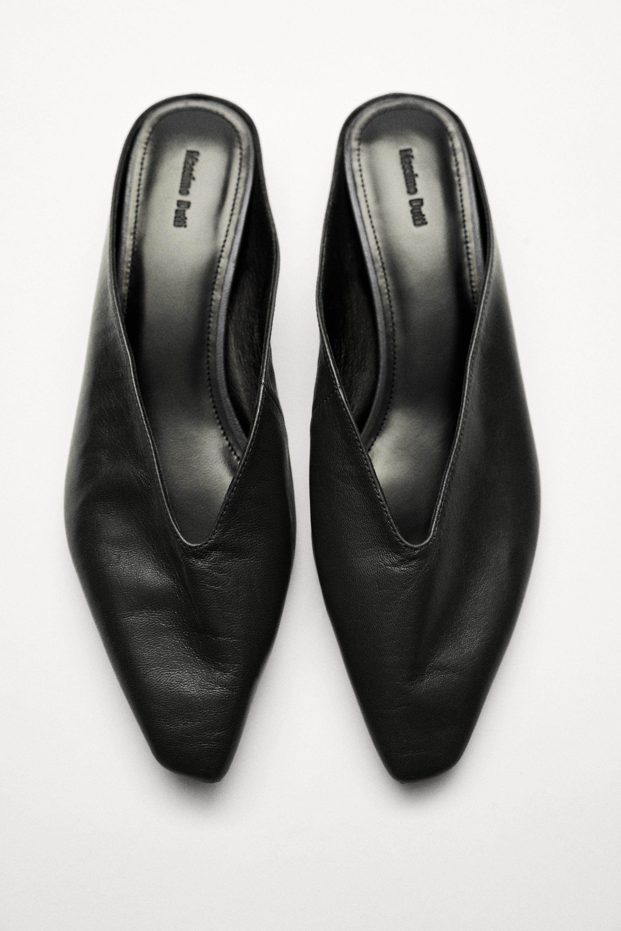 Soft leather mules — BLACK