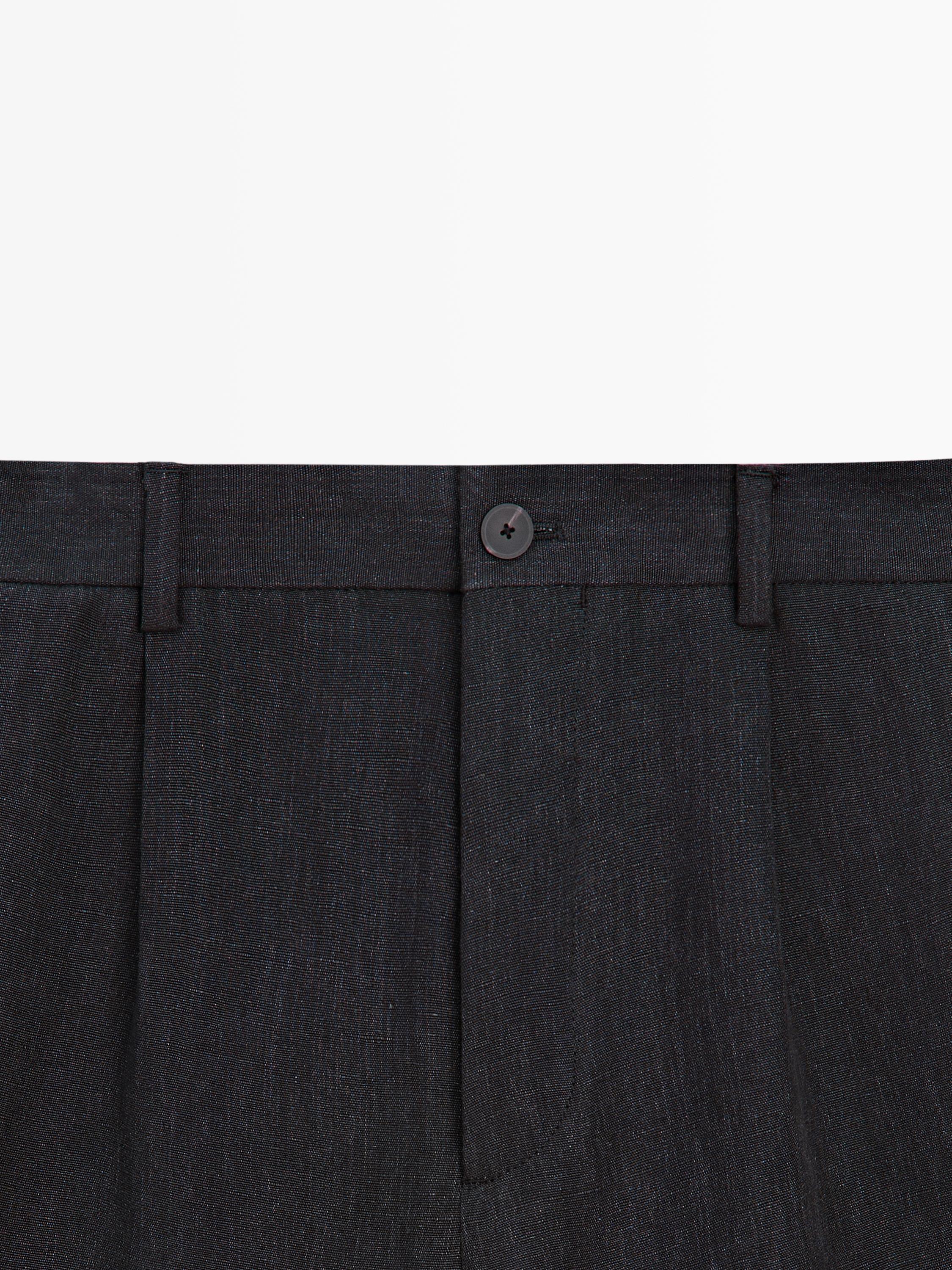 Total look linen trousers with flecked detail — DARK BLUE