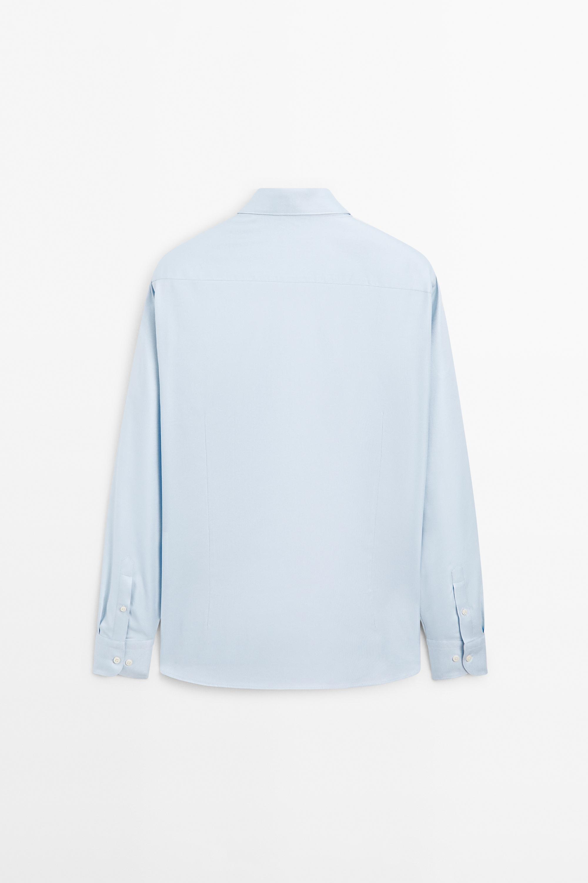 Slim fit 100% cotton Oxford shirt — SKY BLUE