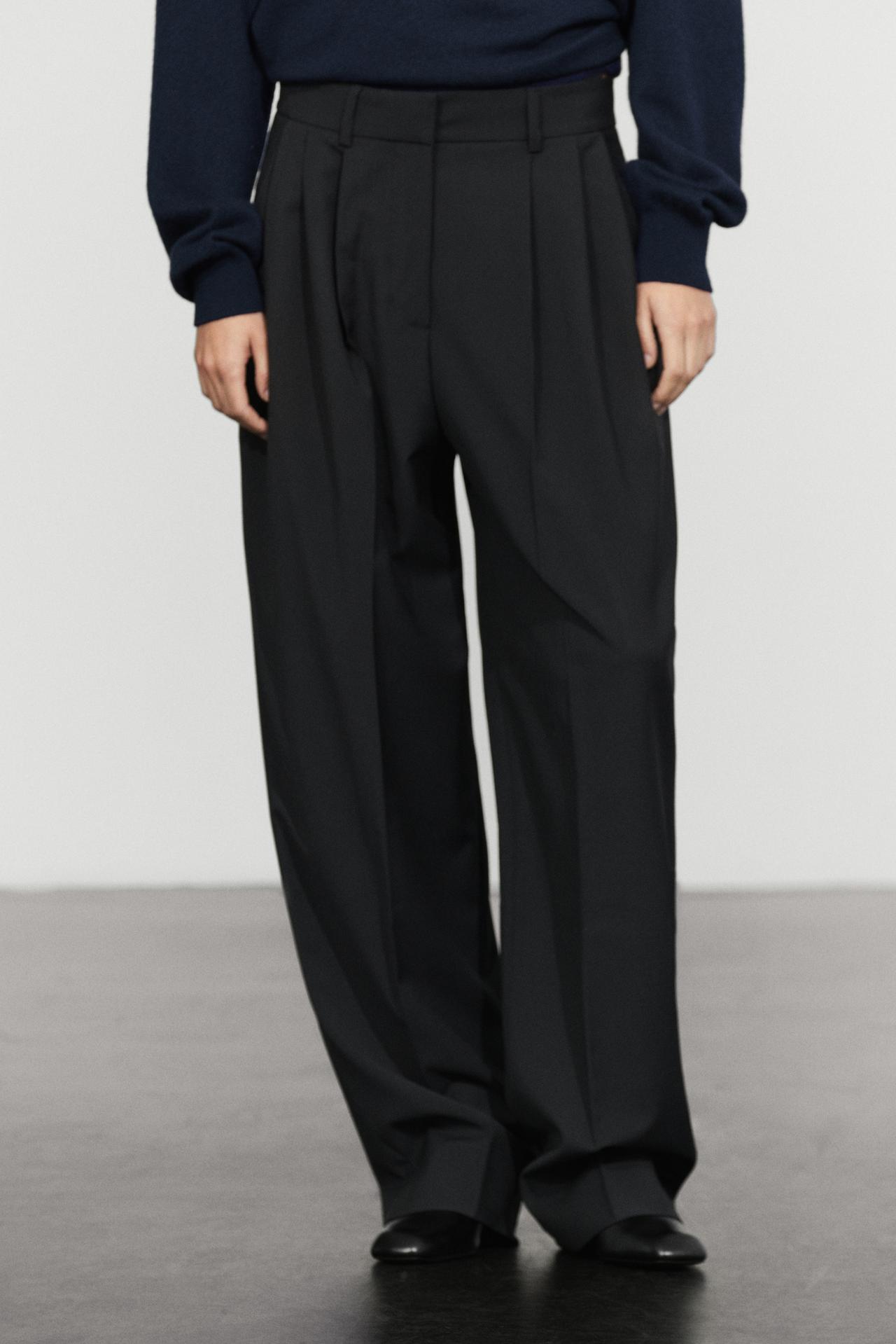 Carrot fit pants with dart detail — BLACK