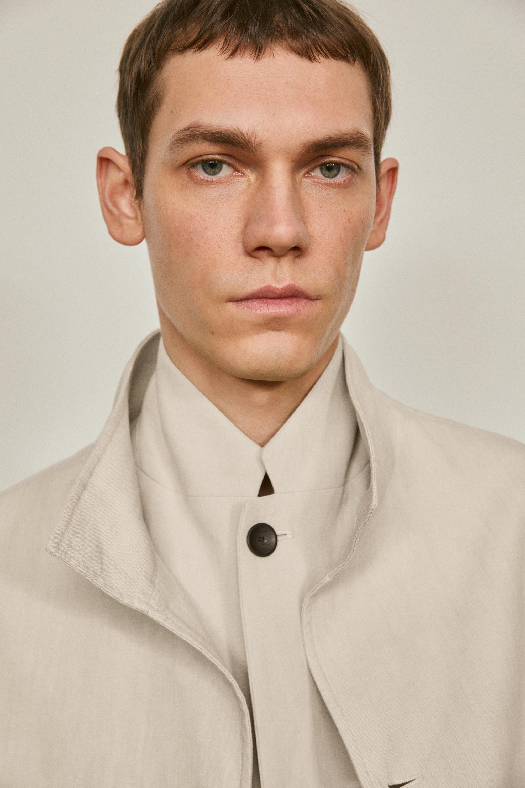 High neck linen jacket - LIMITED EDITION — SAND