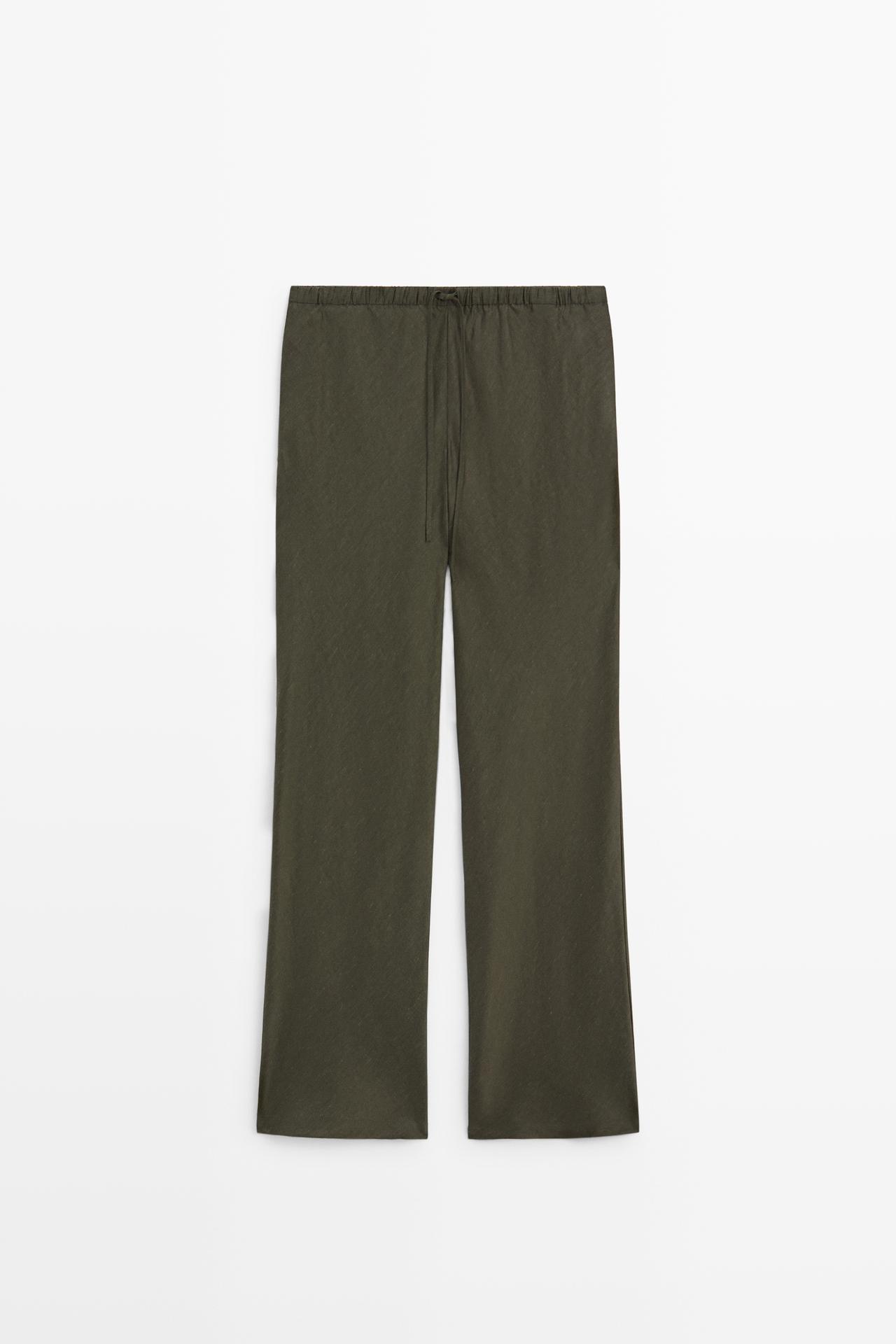 Flowy total-look co-ord pants — DARK KHAKI