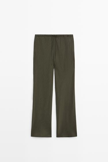 Flowy total-look co-ord pants — DARK KHAKI 2