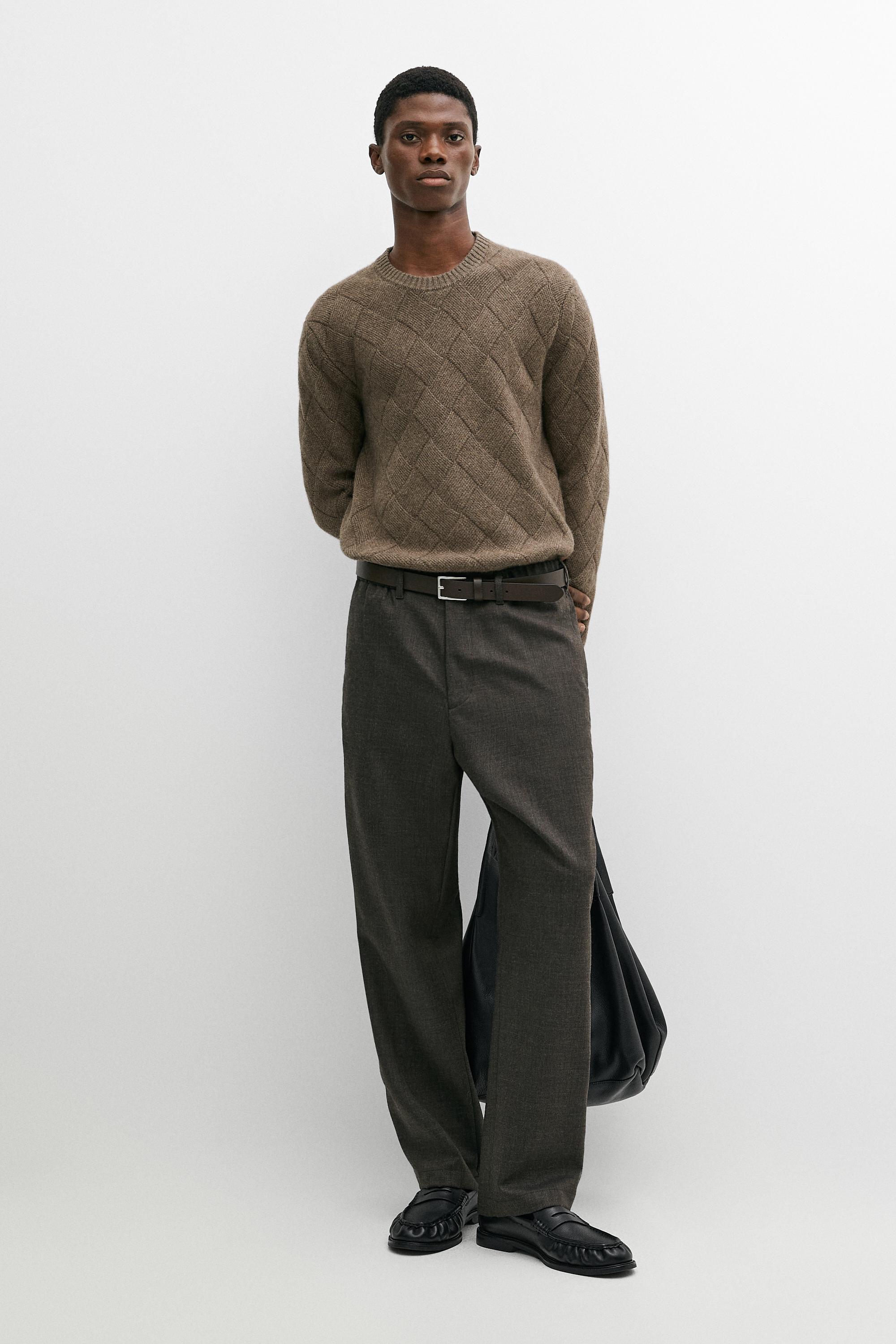 Wool blend round neck knit sweater