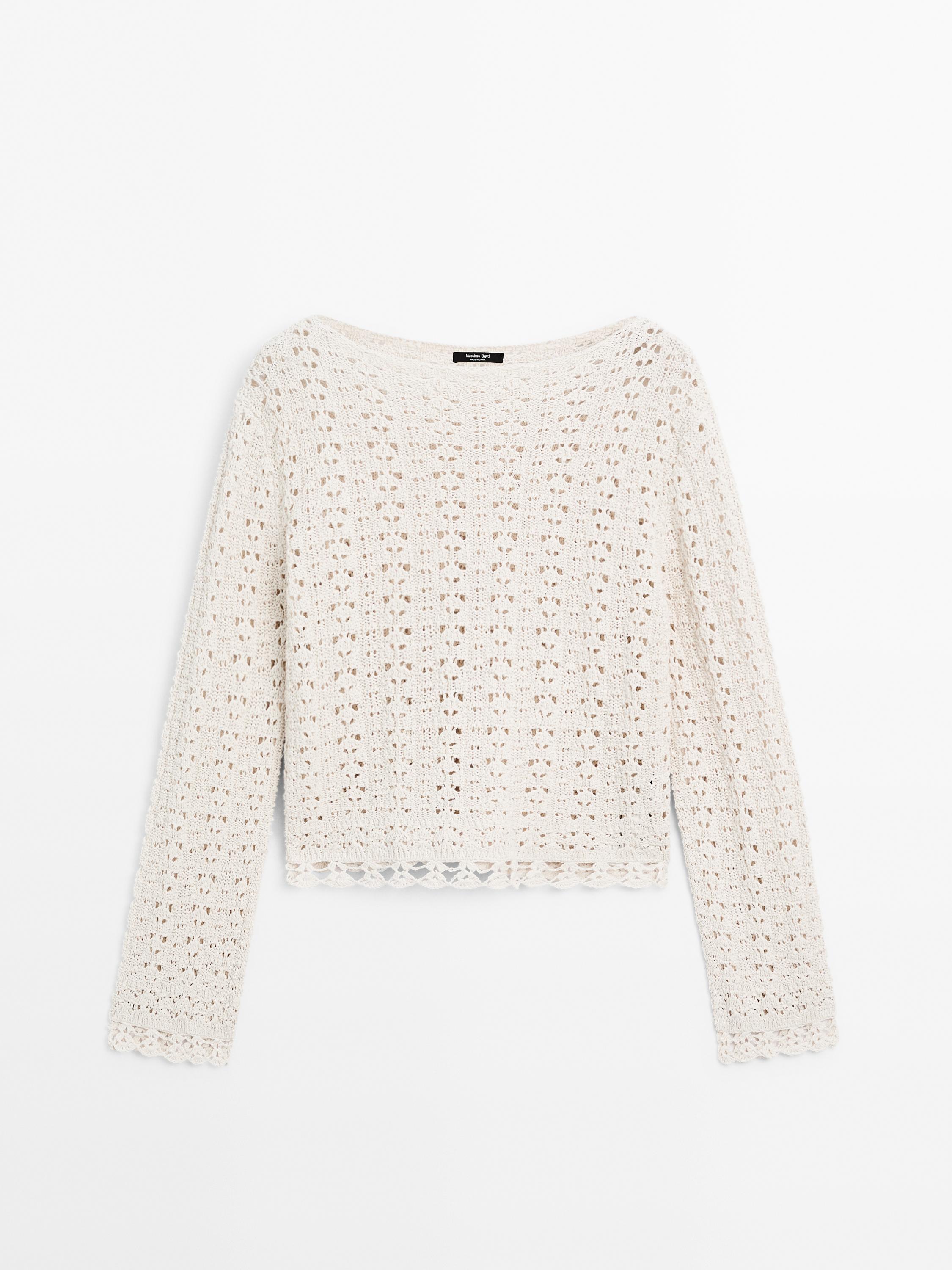 Jersey crochet calado con algodón