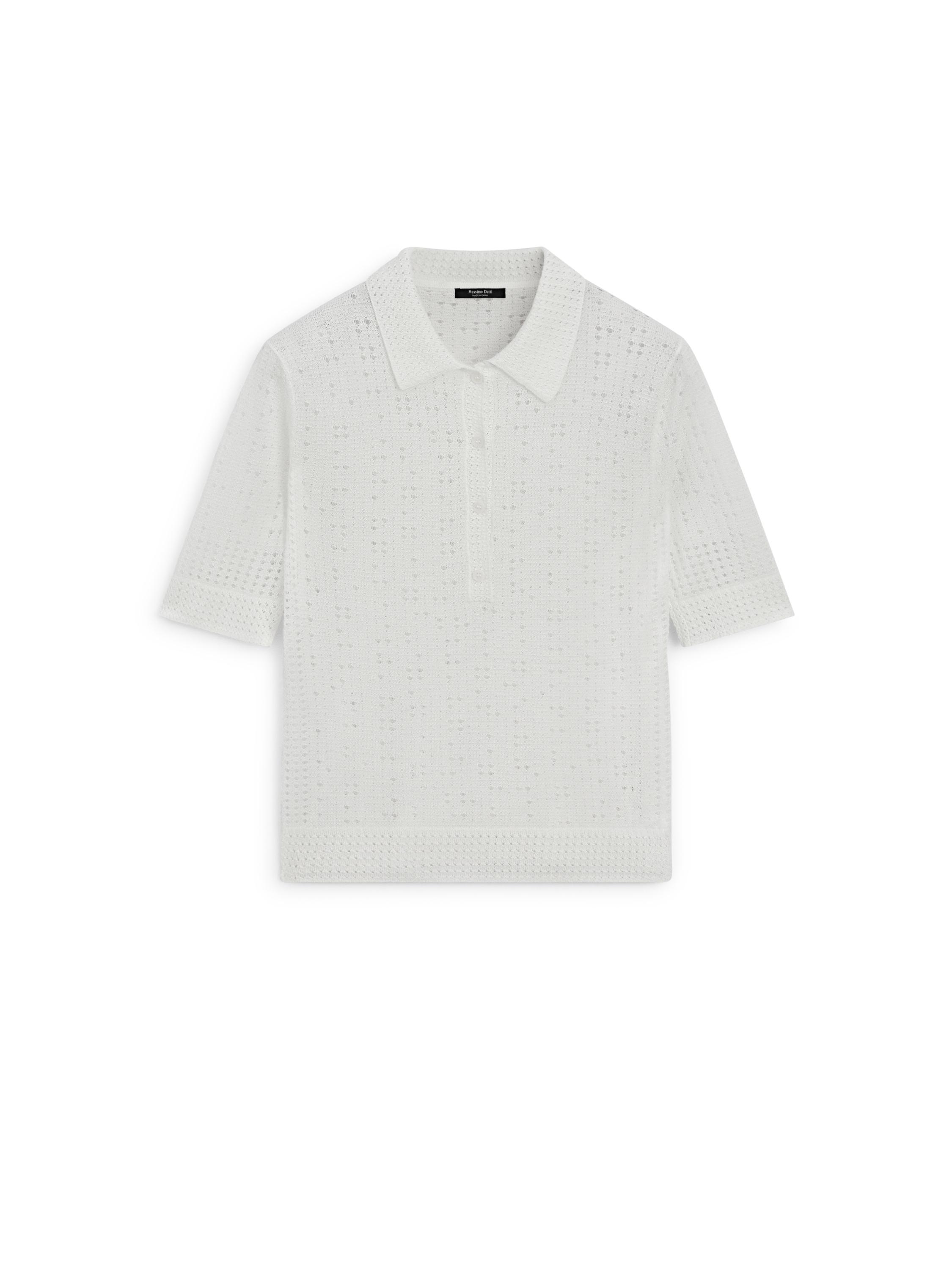 Knit sweater with a polo collar — CREAM