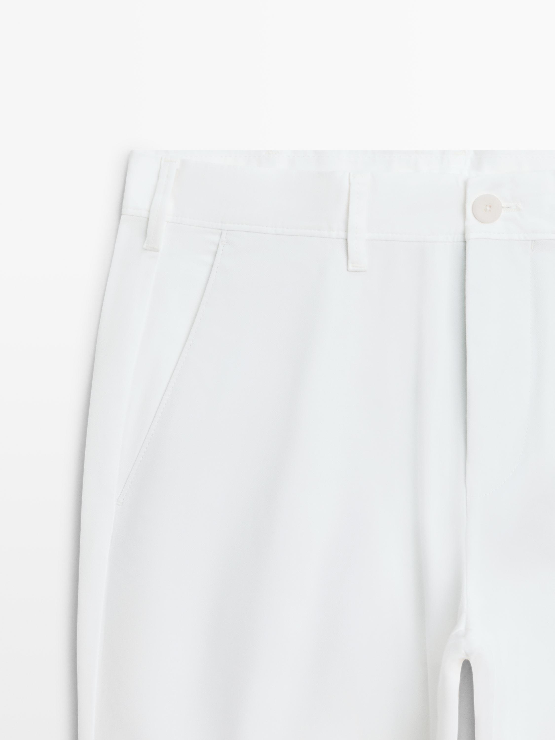 Cotton blend slim fit pants — Off white