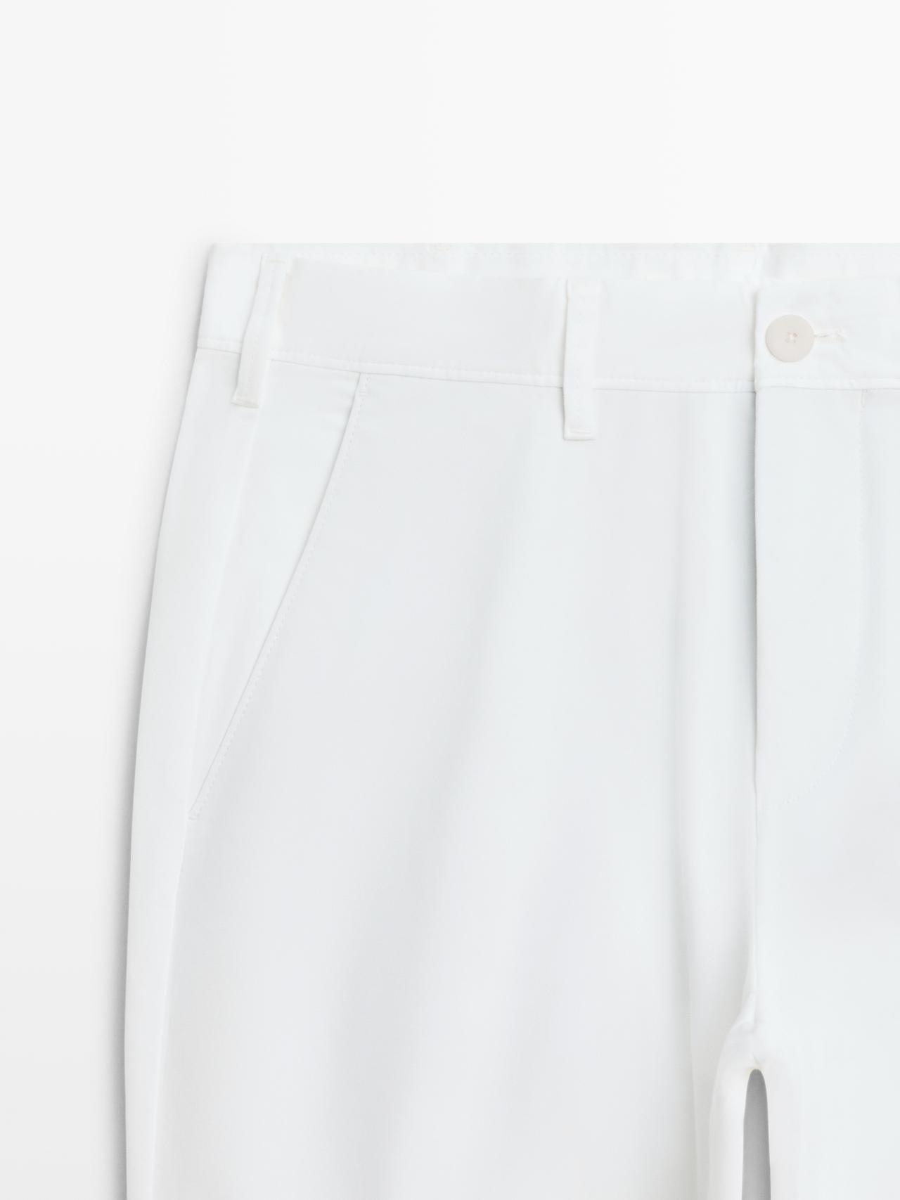 Cotton blend slim fit pants — Off white