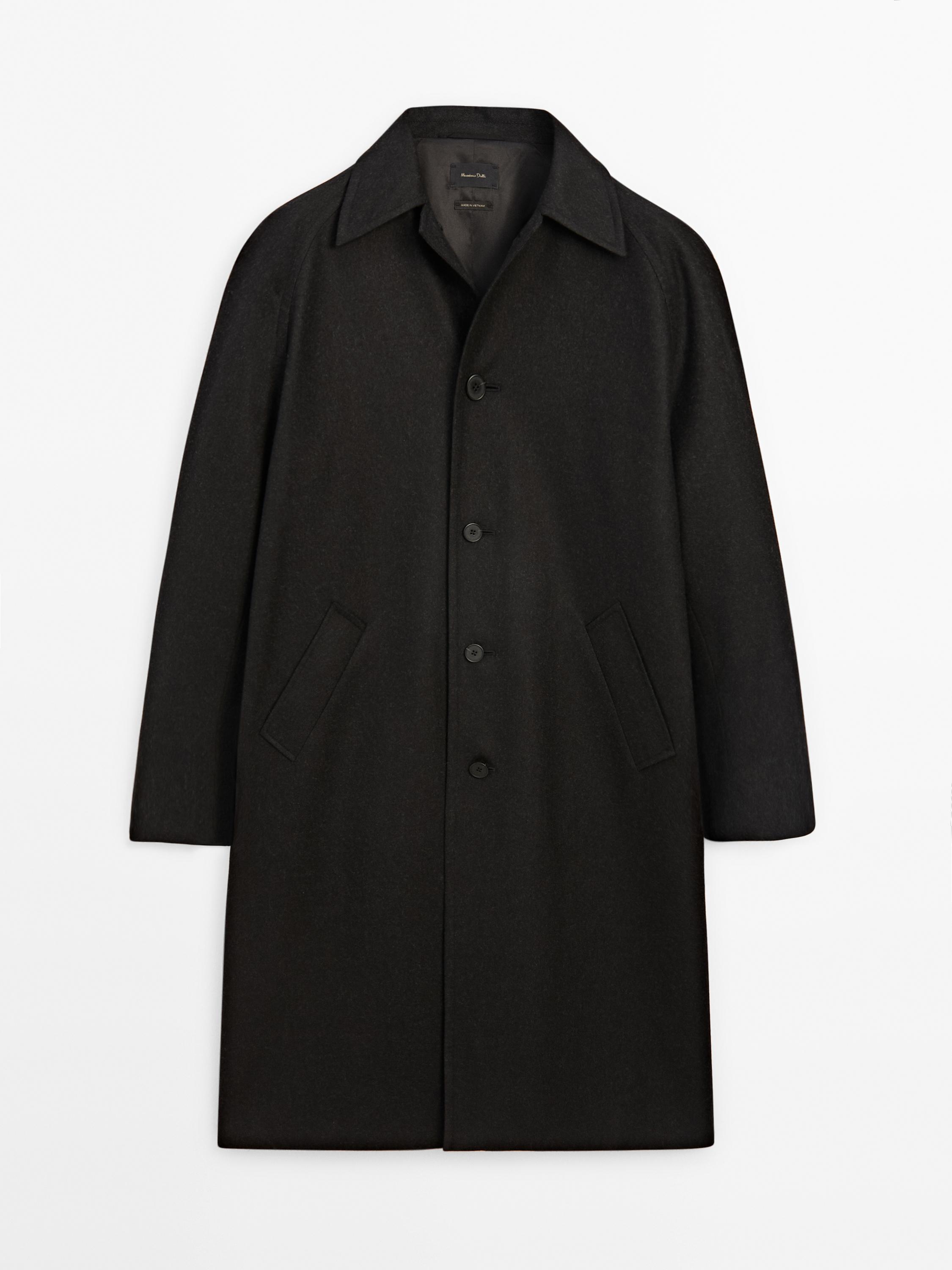 Long melange wool blend coat